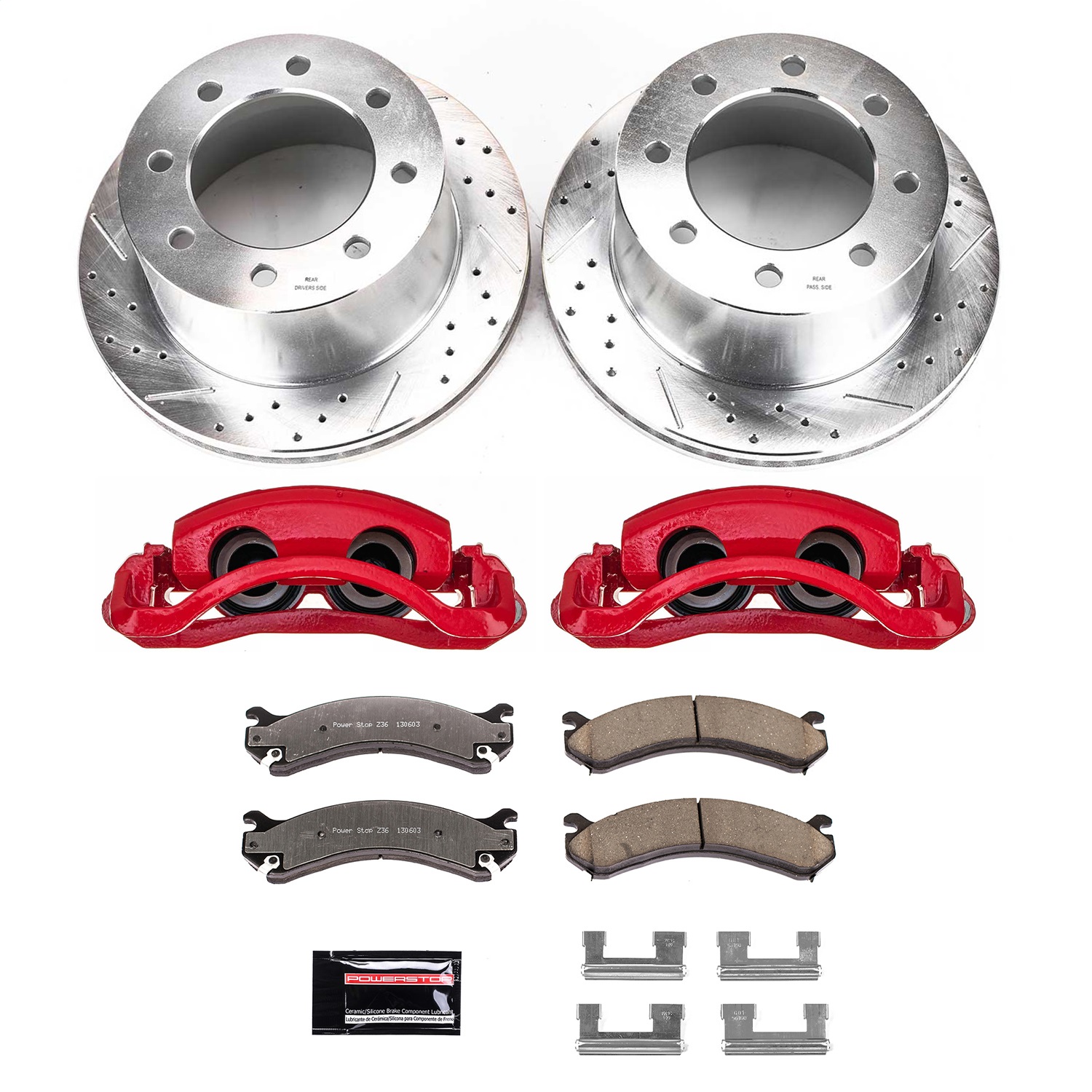 Power Stop - KC5337-36 - Rear - Disc Brake Pad/Caliper and Rotor Kit