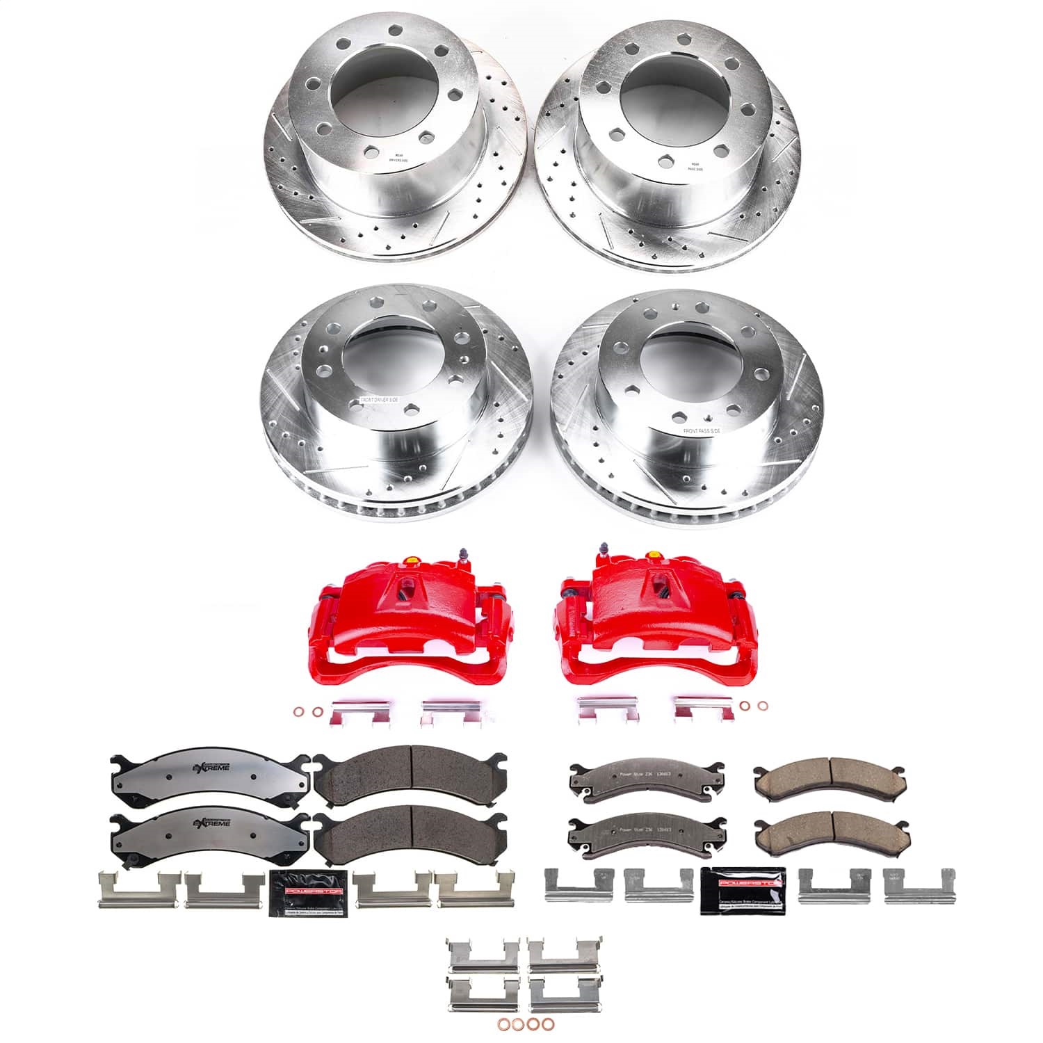 Power Stop - KC5338-36 - Front and Rear - Disc Brake Pad/Caliper and Rotor Kit