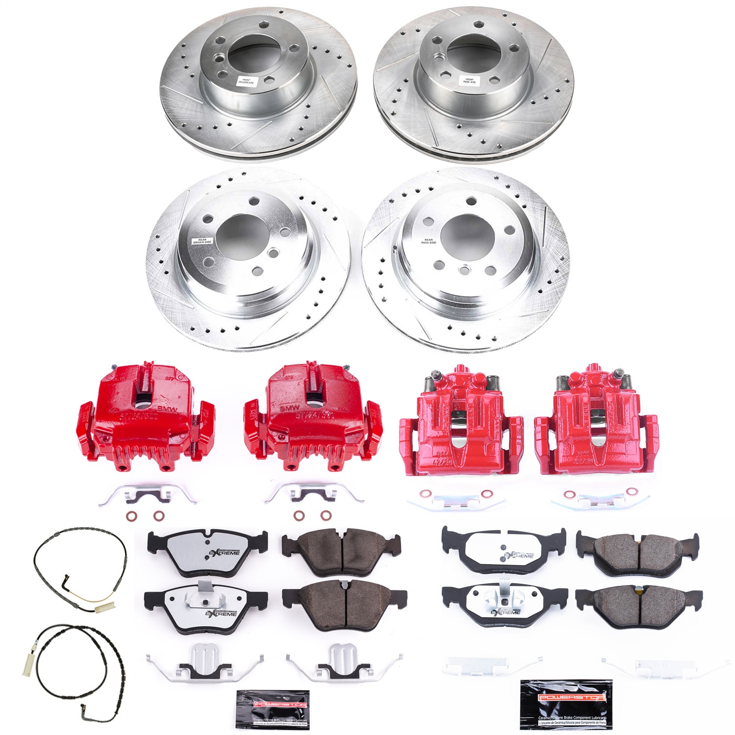 Power Stop - KC5357-26 - Front and Rear - Disc Brake Pad/Caliper and Rotor Kit