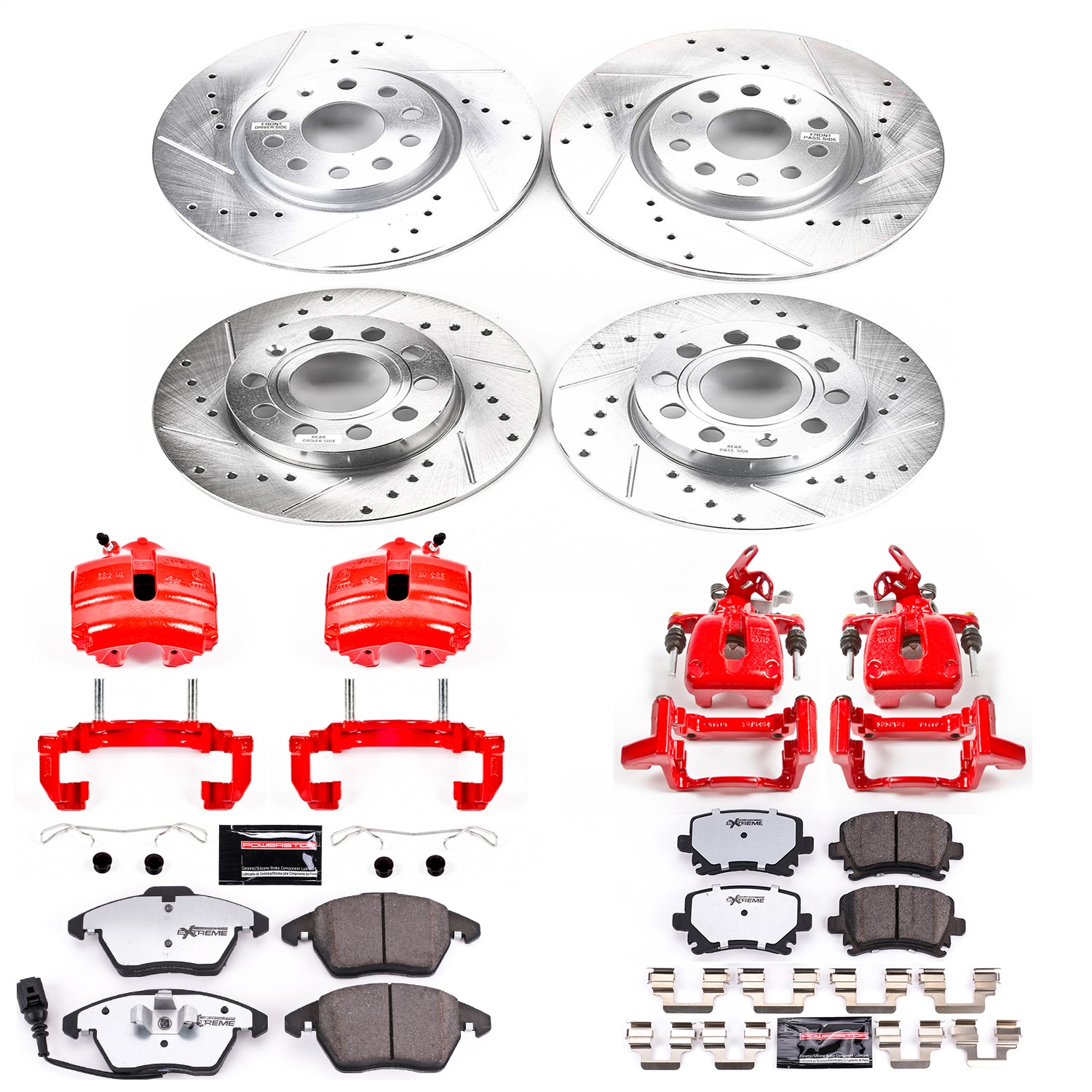 Power Stop - KC5363-26 - Front and Rear - Disc Brake Pad/Caliper and Rotor Kit