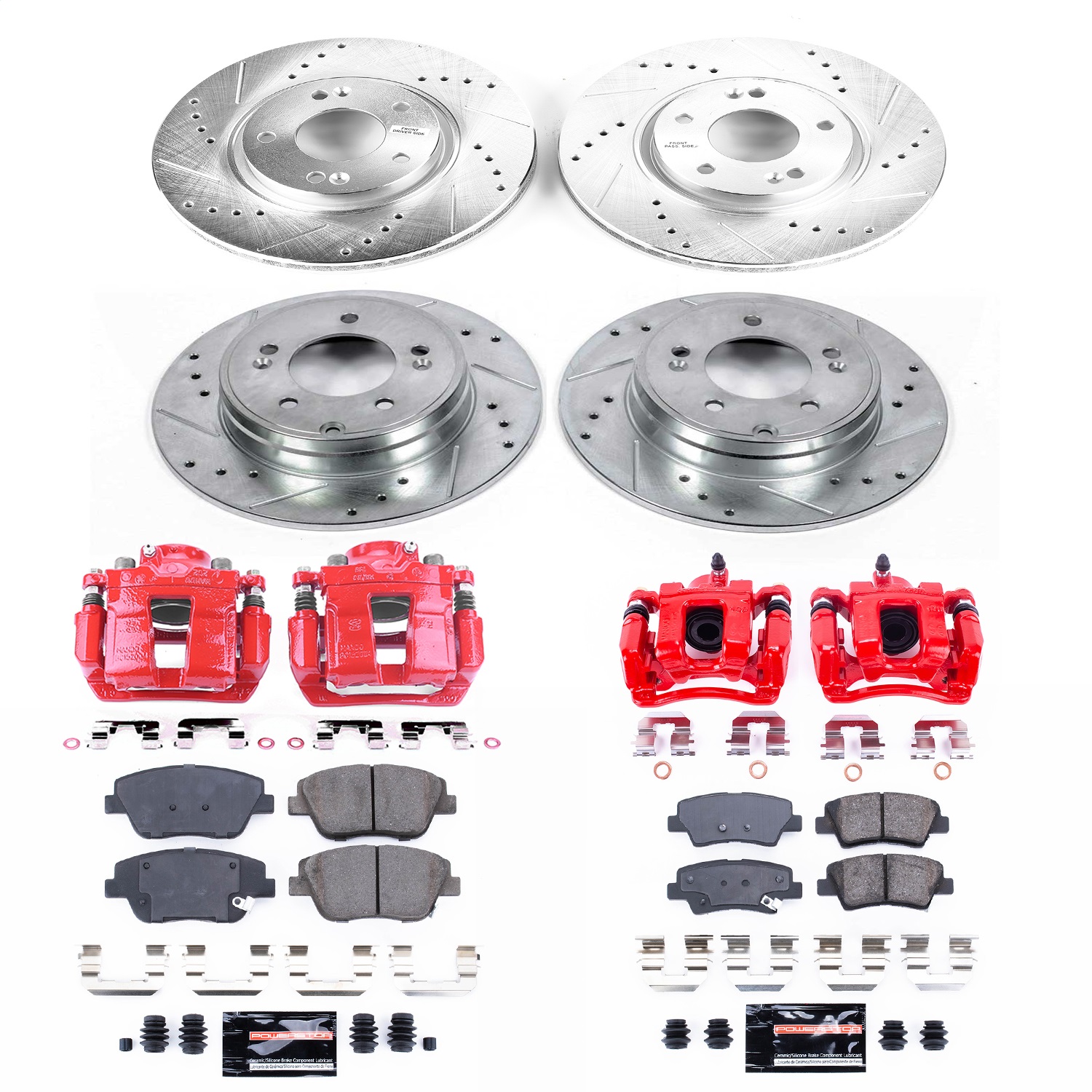 Power Stop - KC5376 - Front and Rear - Disc Brake Pad/Caliper and Rotor Kit