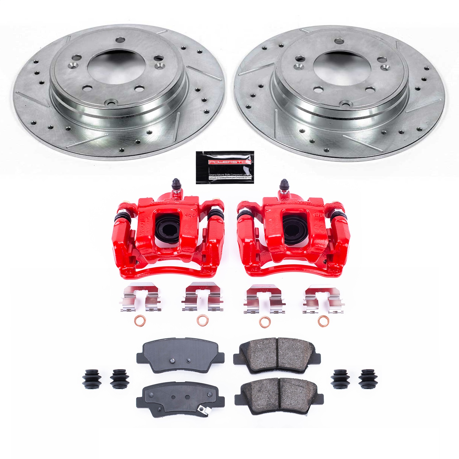 Power Stop - KC5381 - Rear - Disc Brake Pad/Caliper and Rotor Kit