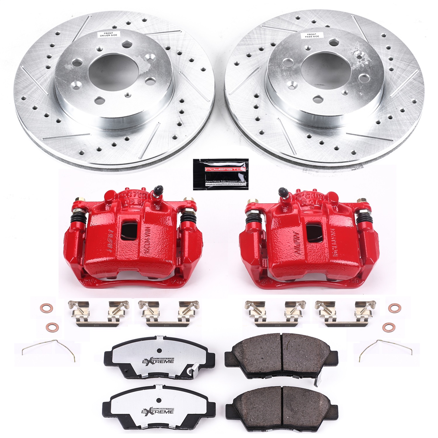 Power Stop - KC5382-26 - Front - Disc Brake Pad/Caliper and Rotor Kit