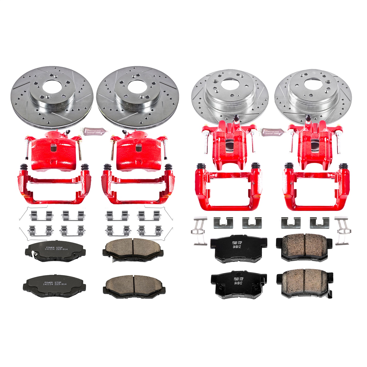 Power Stop - KC5389 - Front and Rear - Disc Brake Pad/Caliper and Rotor Kit