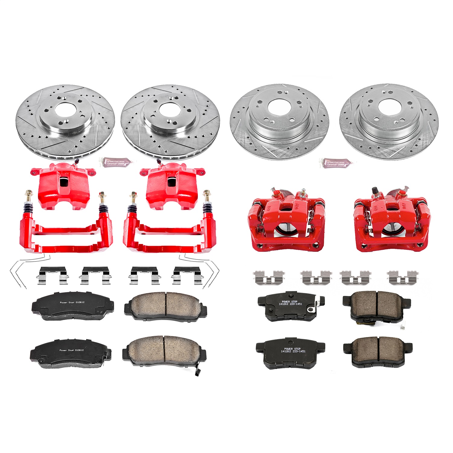 Power Stop - KC5391 - Front and Rear - Disc Brake Pad/Caliper and Rotor Kit