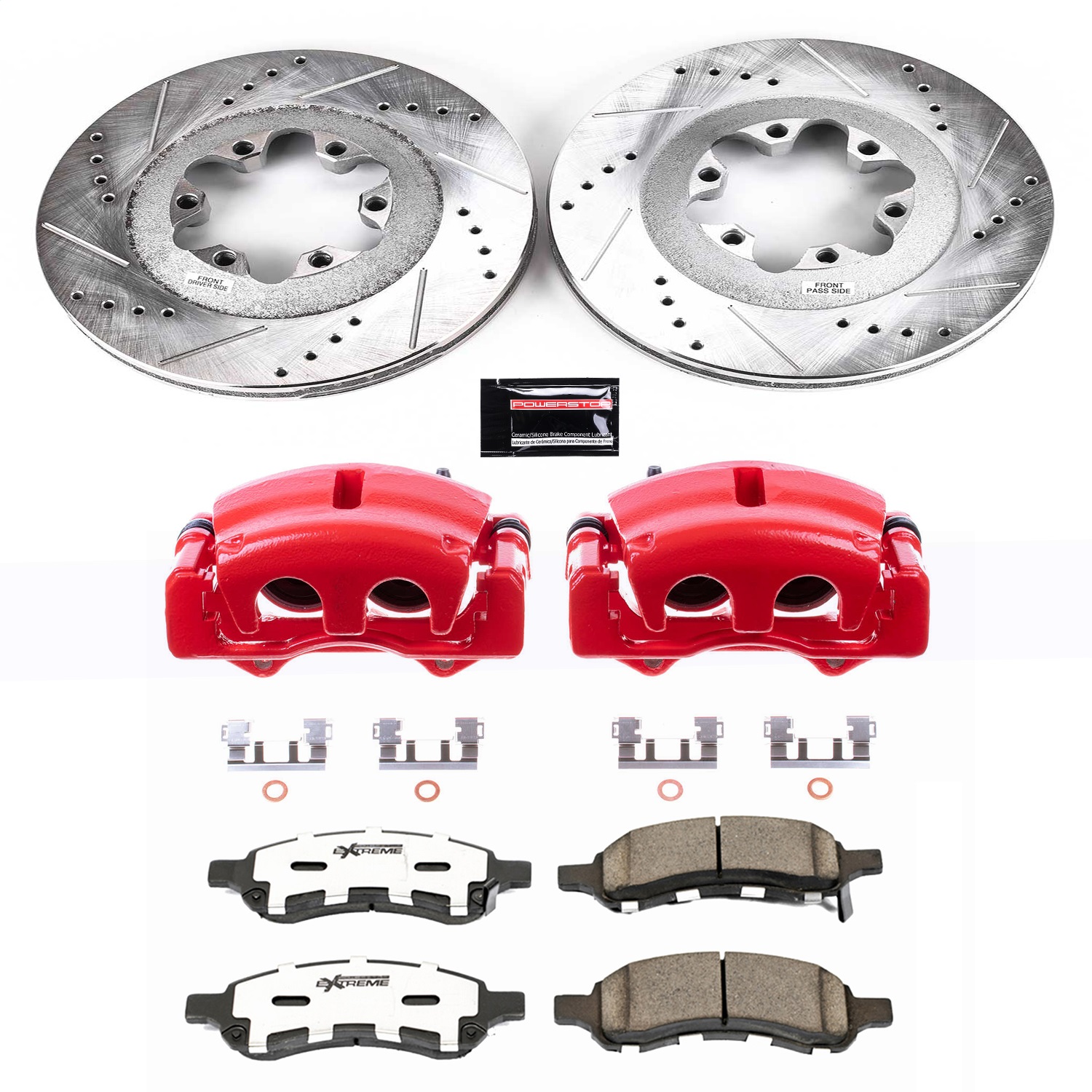 Power Stop - KC5405-26 - Front - Disc Brake Pad/Caliper and Rotor Kit