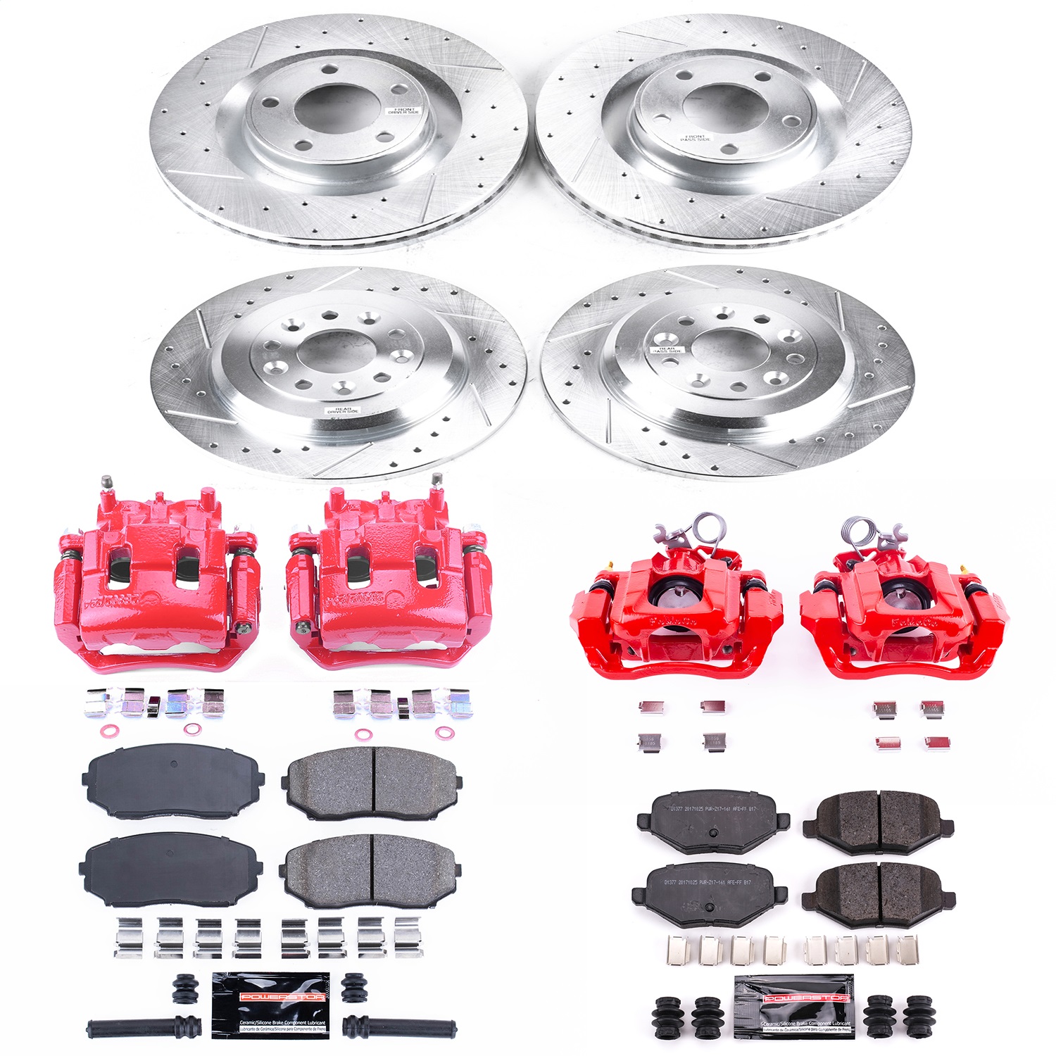 Power Stop - KC5452 - Front and Rear - Disc Brake Pad/Caliper and Rotor Kit