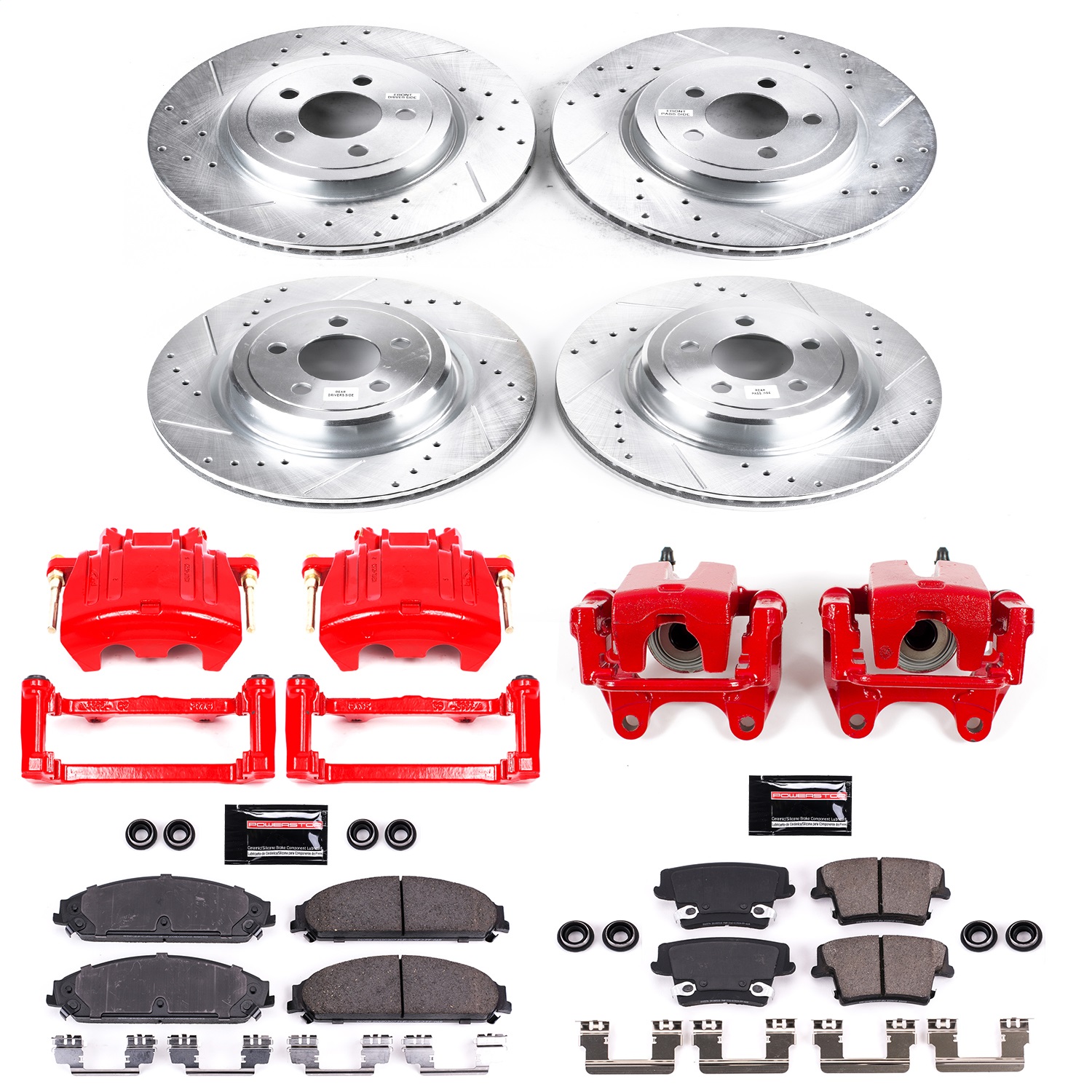 Power Stop - KC5457 - Front and Rear - Disc Brake Pad/Caliper and Rotor Kit