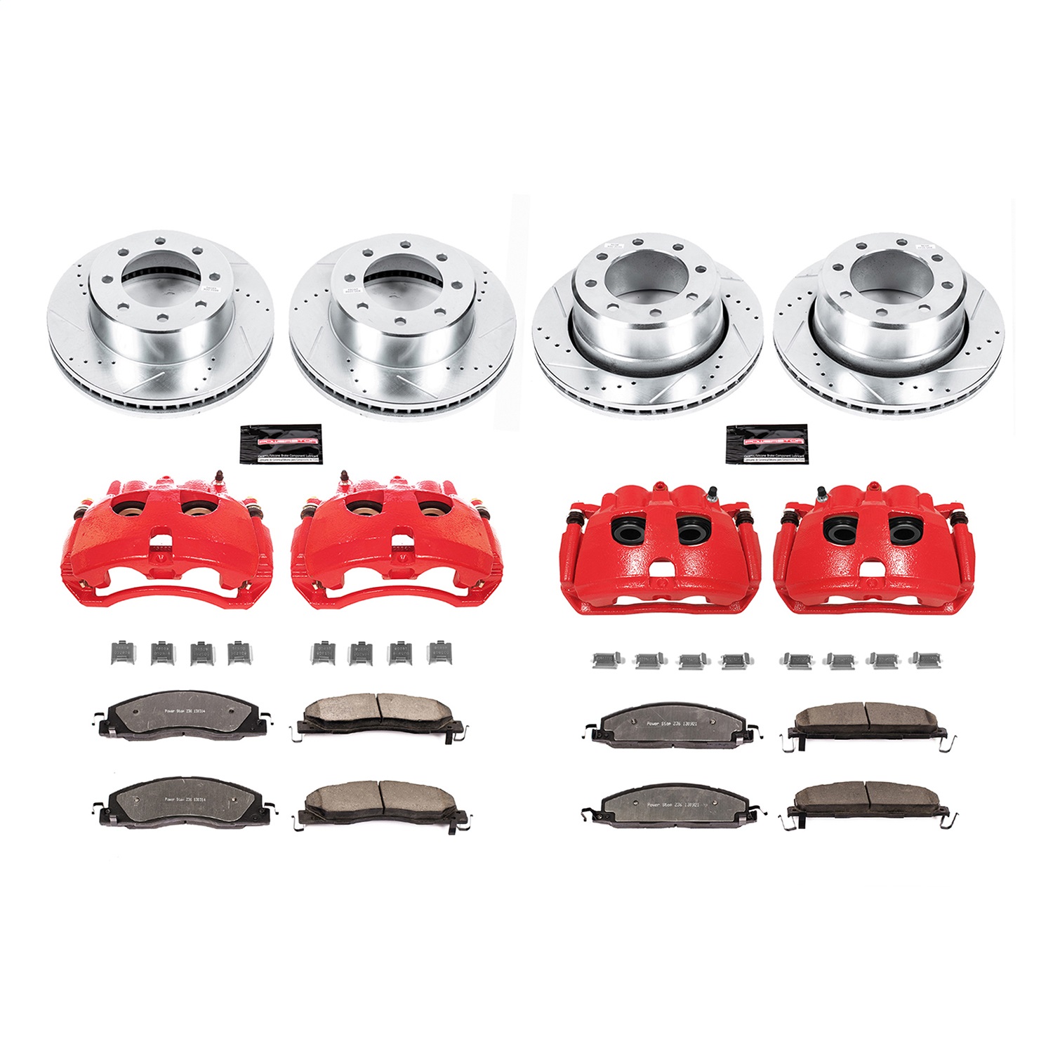 Power Stop - KC5458-36 - Front and Rear - Disc Brake Pad/Caliper and Rotor Kit