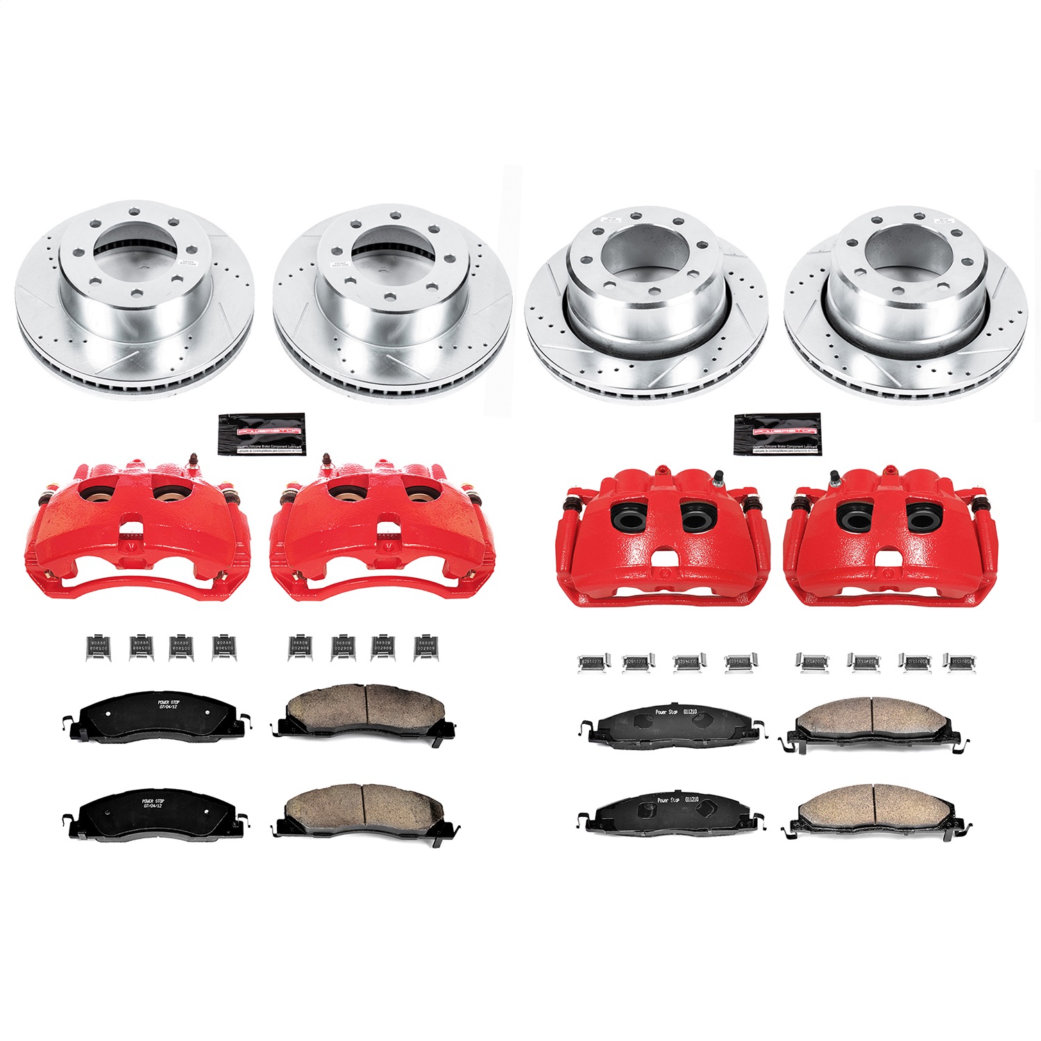 Power Stop - KC5458 - Front and Rear - Disc Brake Pad/Caliper and Rotor Kit