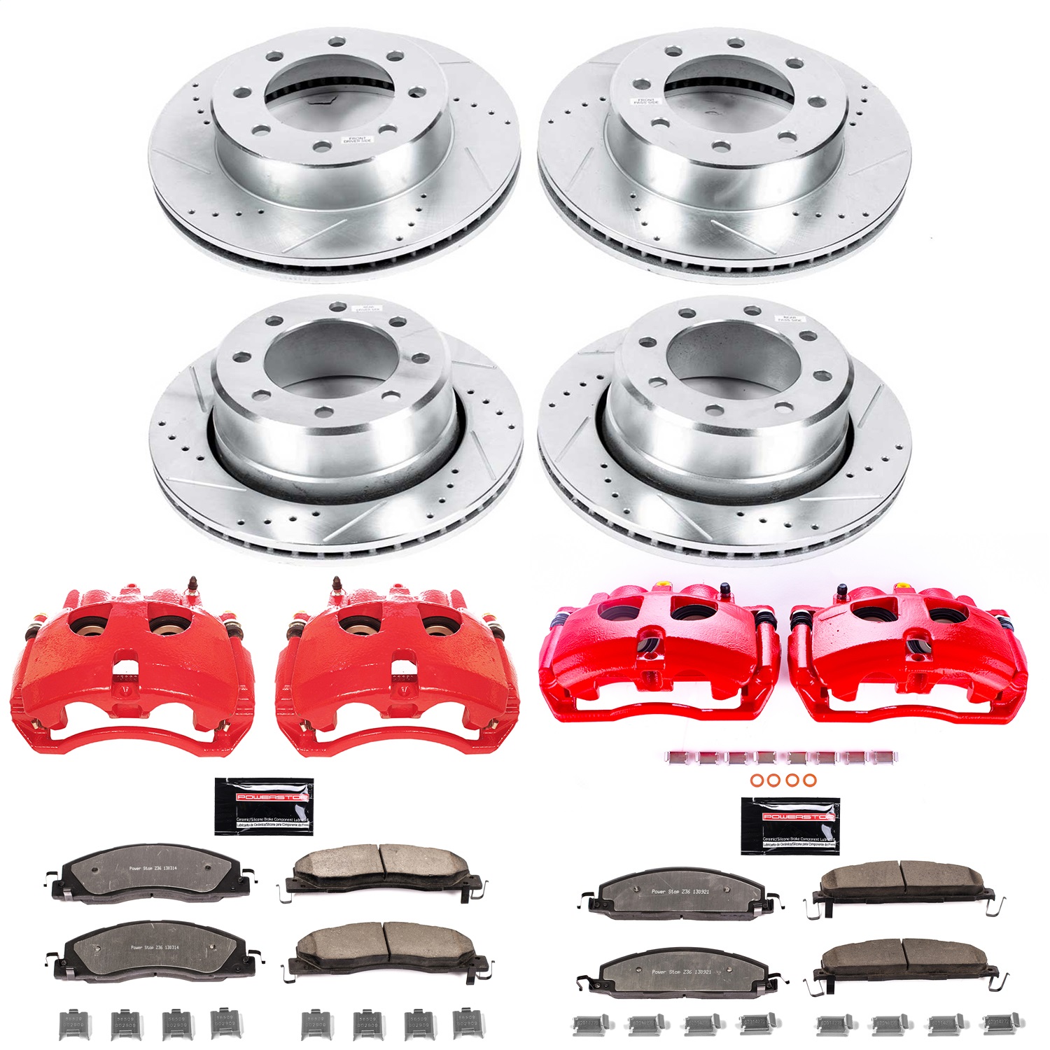 Power Stop - KC5458A-36 - Front and Rear - Disc Brake Pad/Caliper and Rotor Kit