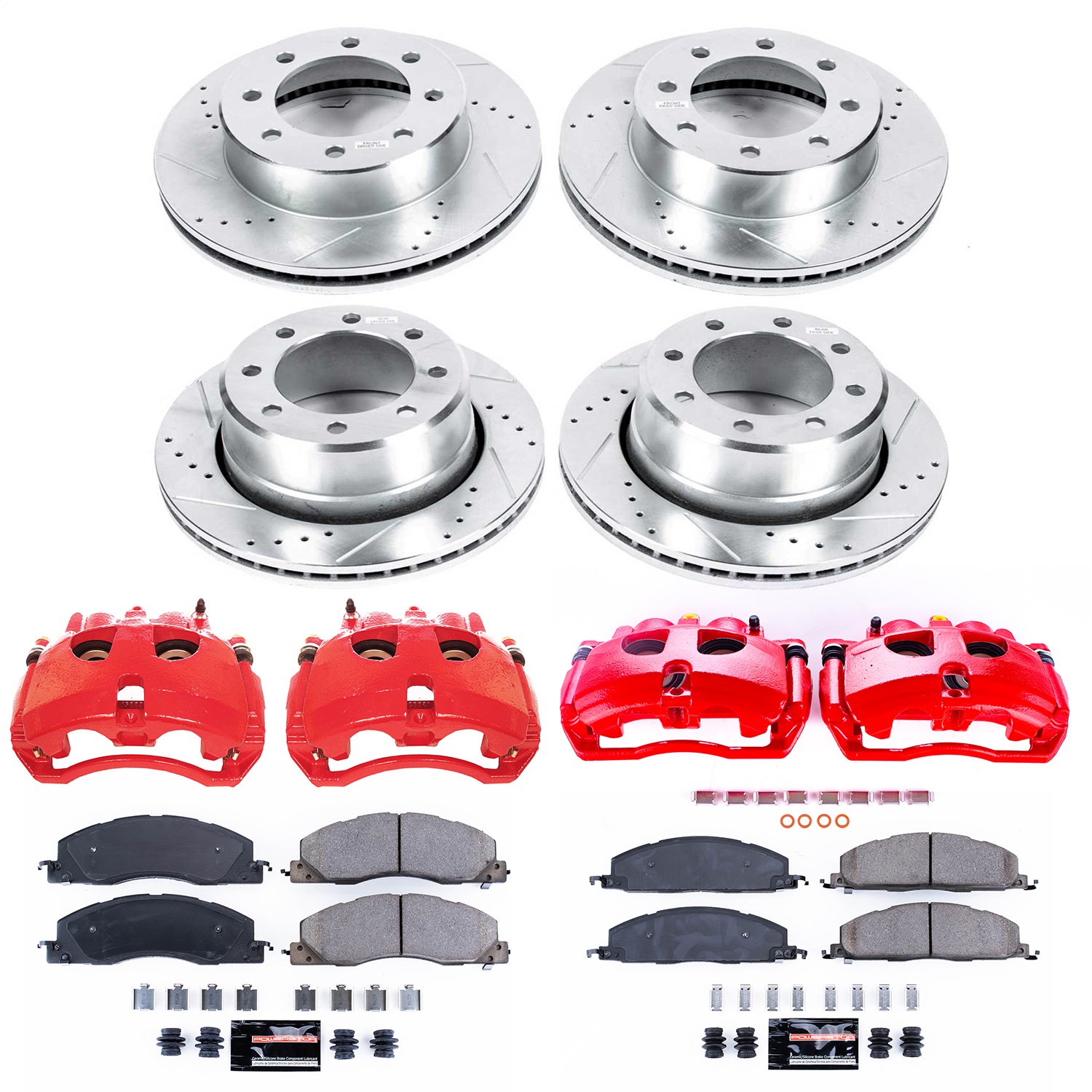 Power Stop - KC5458A - Front and Rear - Disc Brake Pad/Caliper and Rotor Kit