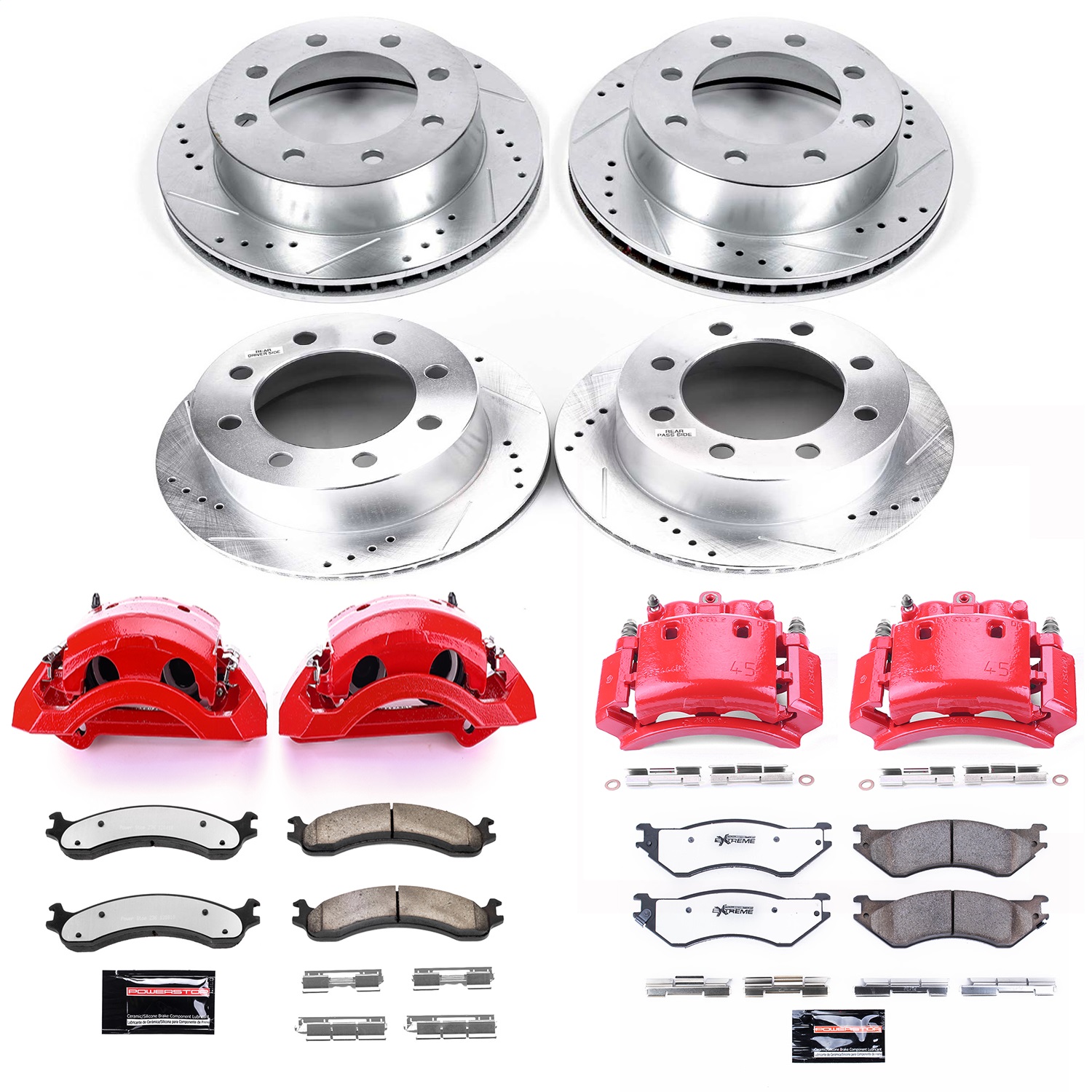 Power Stop - KC5466-36 - Front and Rear - Disc Brake Pad/Caliper and Rotor Kit
