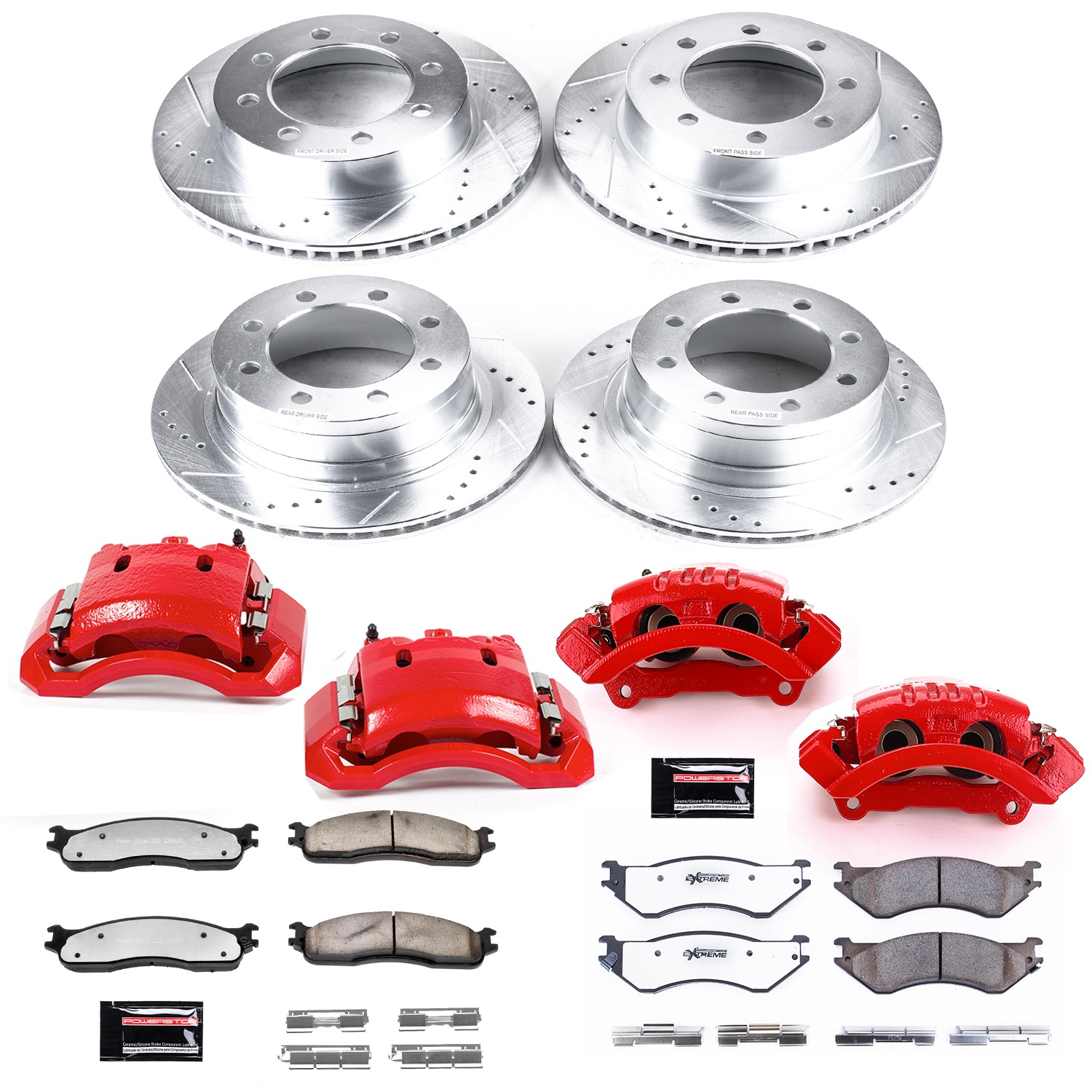 Power Stop - KC5468-36 - Front and Rear - Disc Brake Pad/Caliper and Rotor Kit