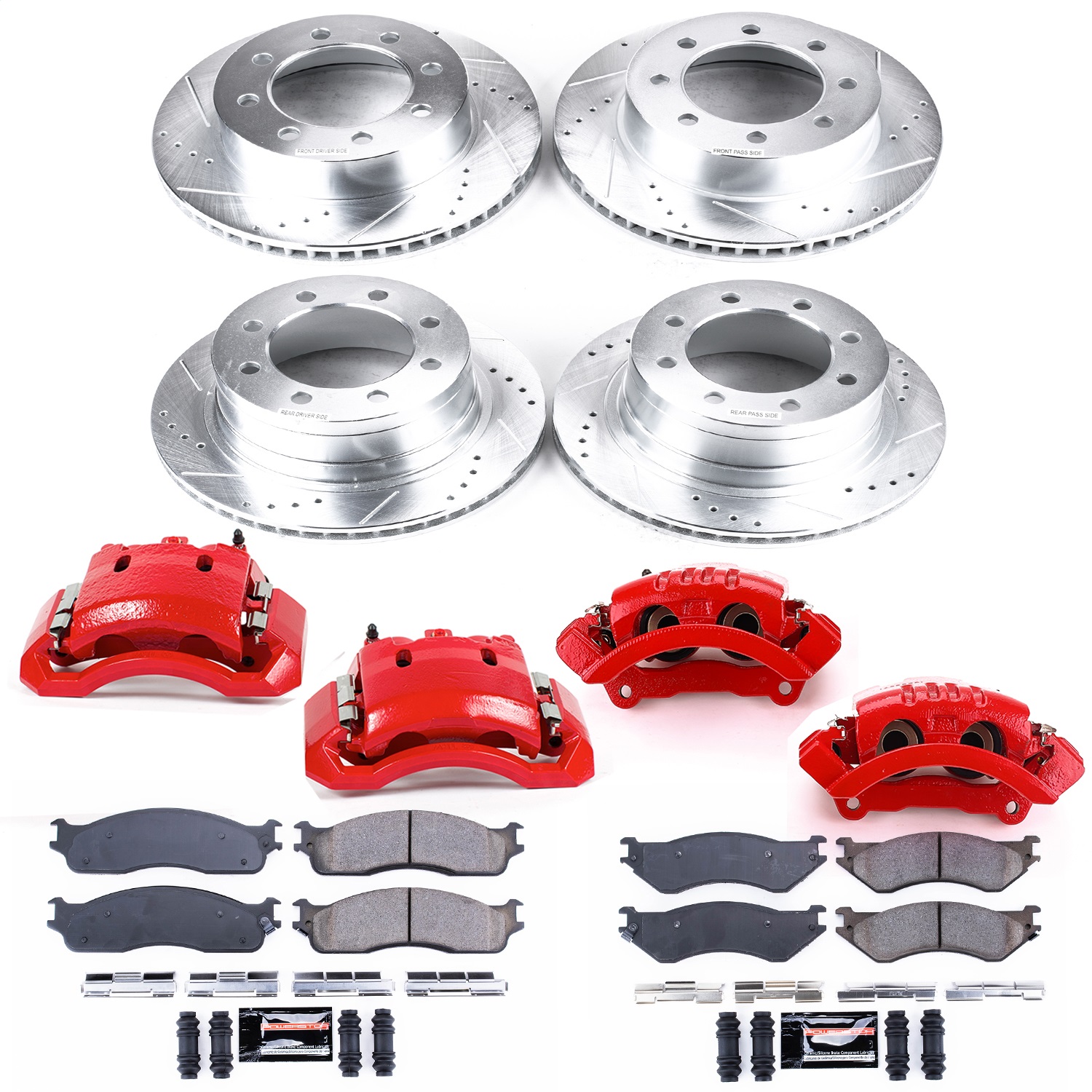 Power Stop - KC5468 - Front and Rear - Disc Brake Pad/Caliper and Rotor Kit