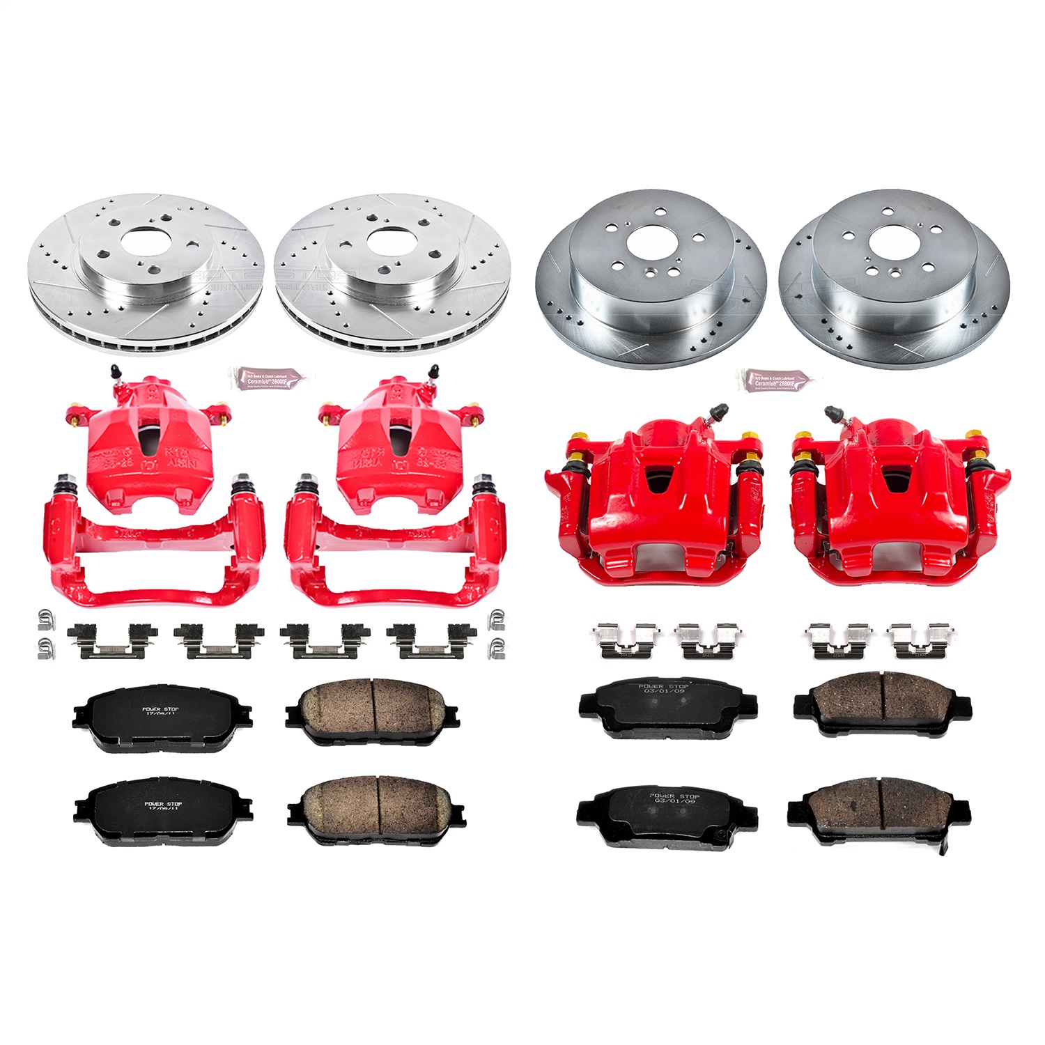 Power Stop - KC5476 - Front and Rear - Disc Brake Pad/Caliper and Rotor Kit