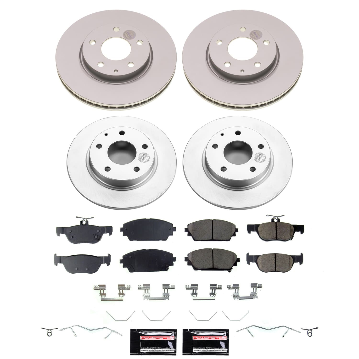 Power Stop - KC5477 - Front and Rear - Disc Brake Pad/Caliper and Rotor Kit