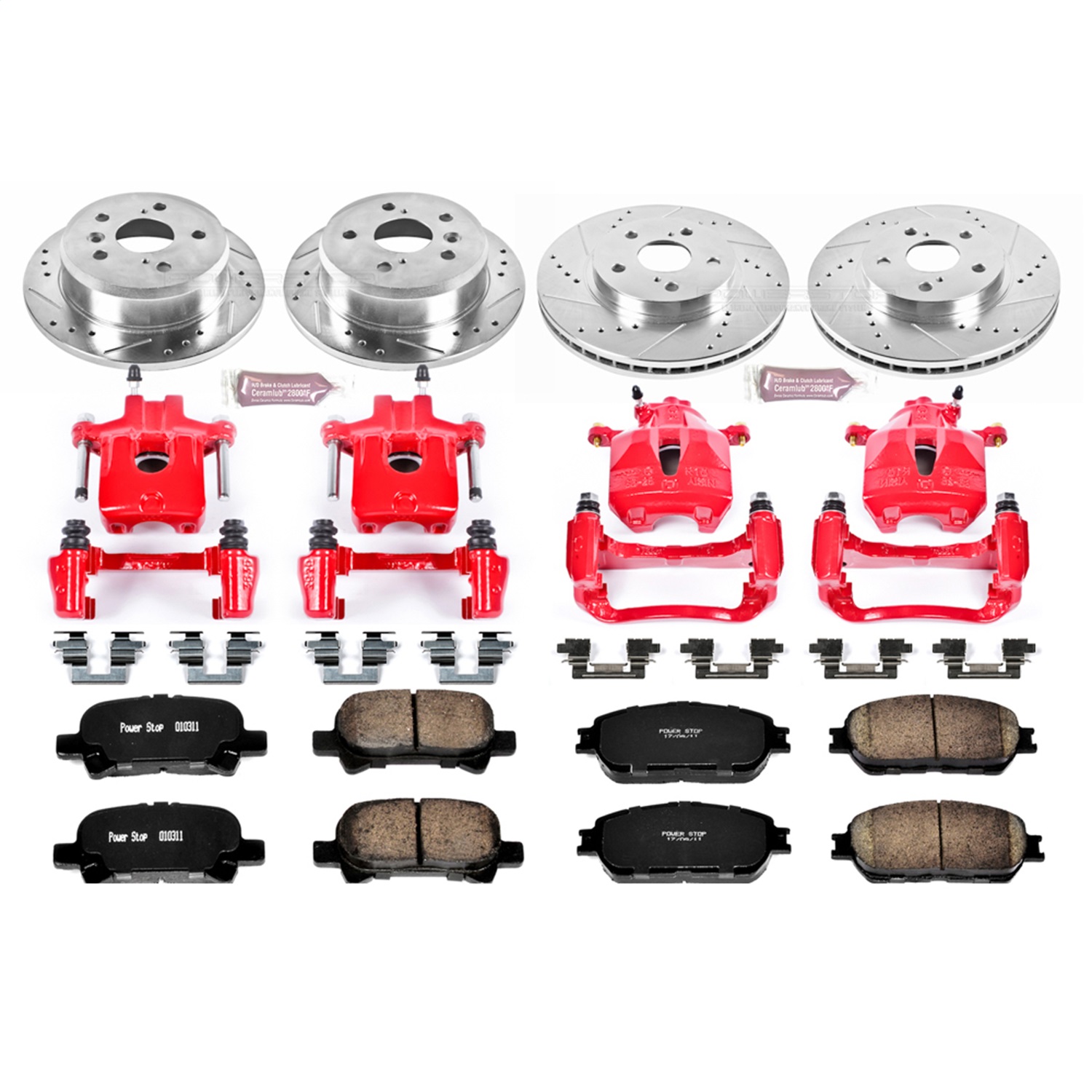 Power Stop - KC5482 - Front and Rear - Disc Brake Pad/Caliper and Rotor Kit