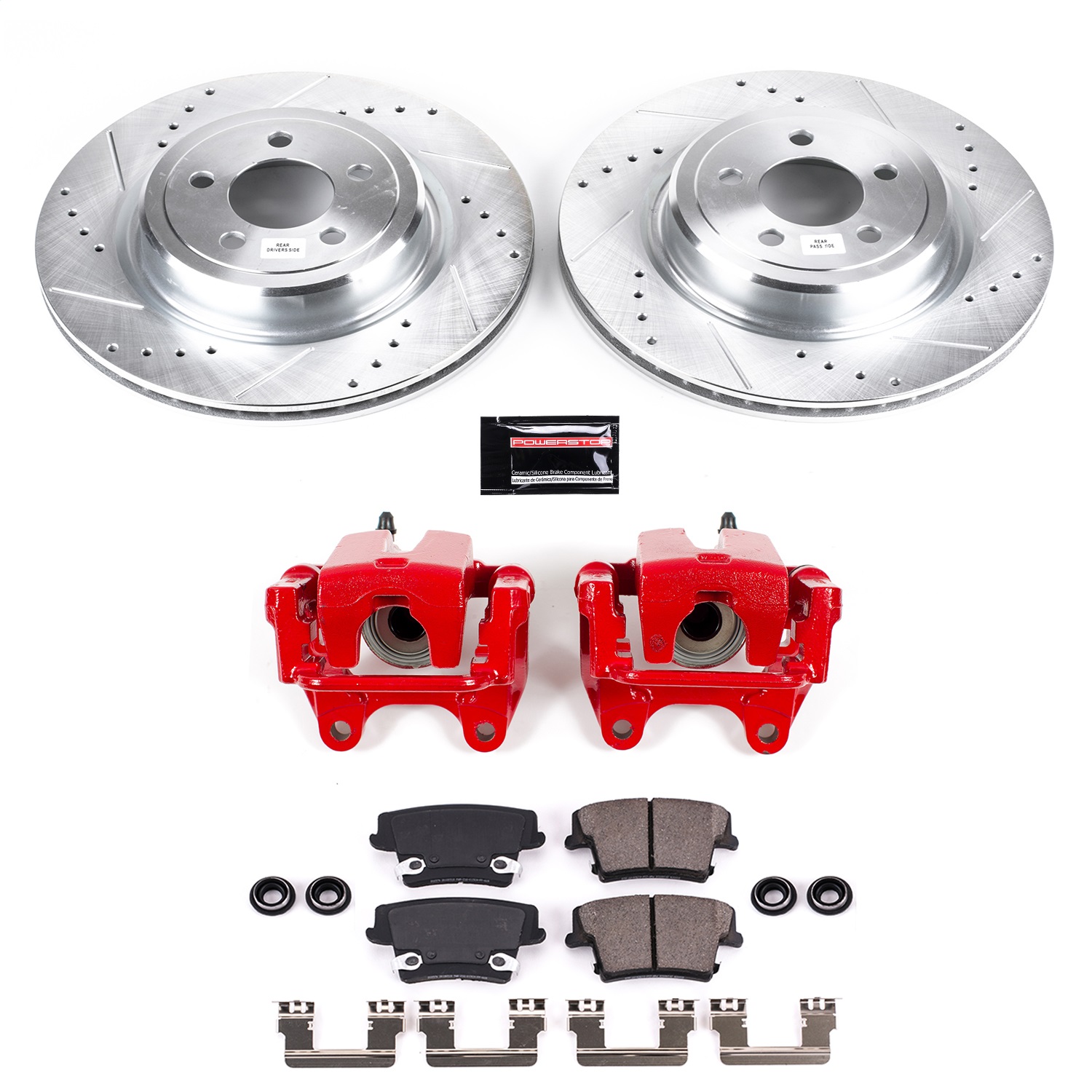 Power Stop - KC5486 - Rear - Disc Brake Pad/Caliper and Rotor Kit