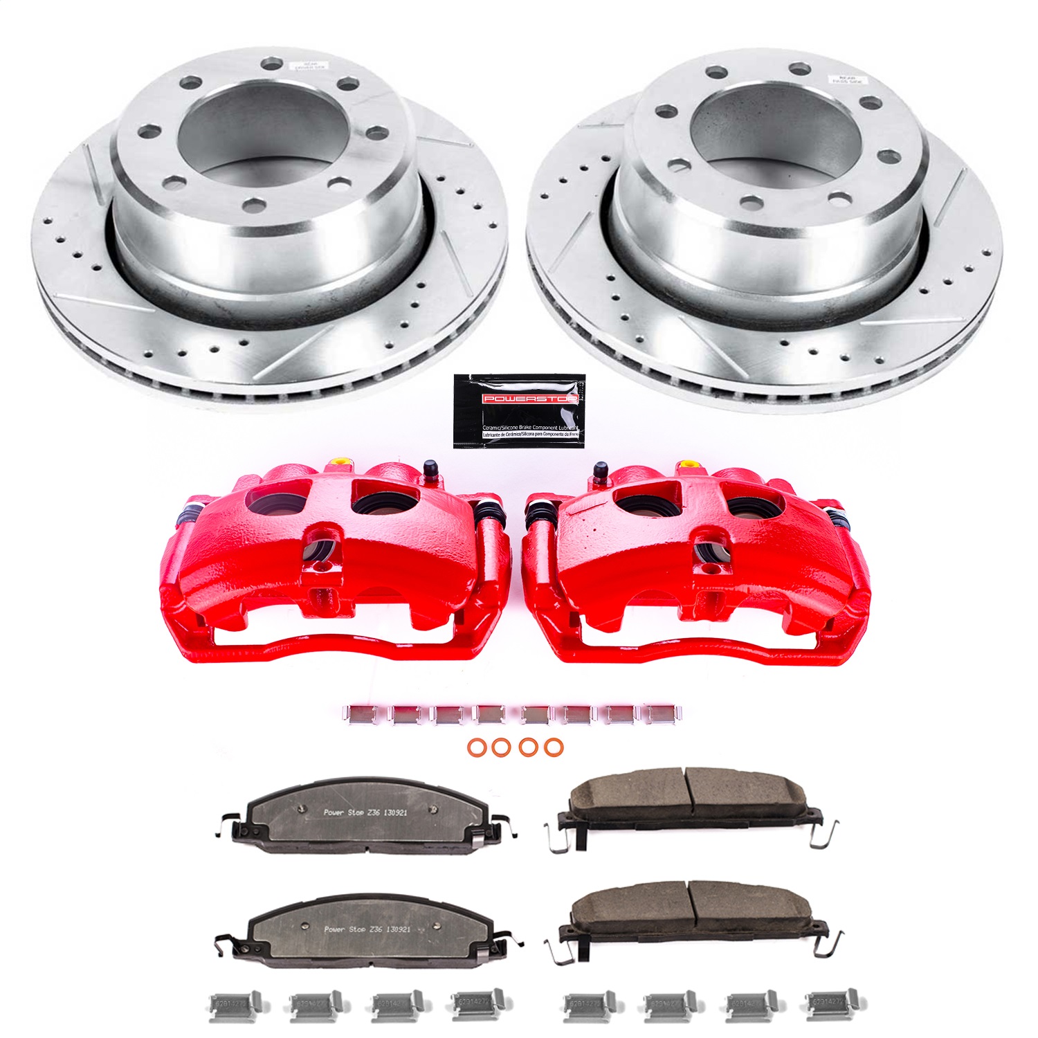 Power Stop - KC5487A-36 - Rear - Disc Brake Pad/Caliper and Rotor Kit
