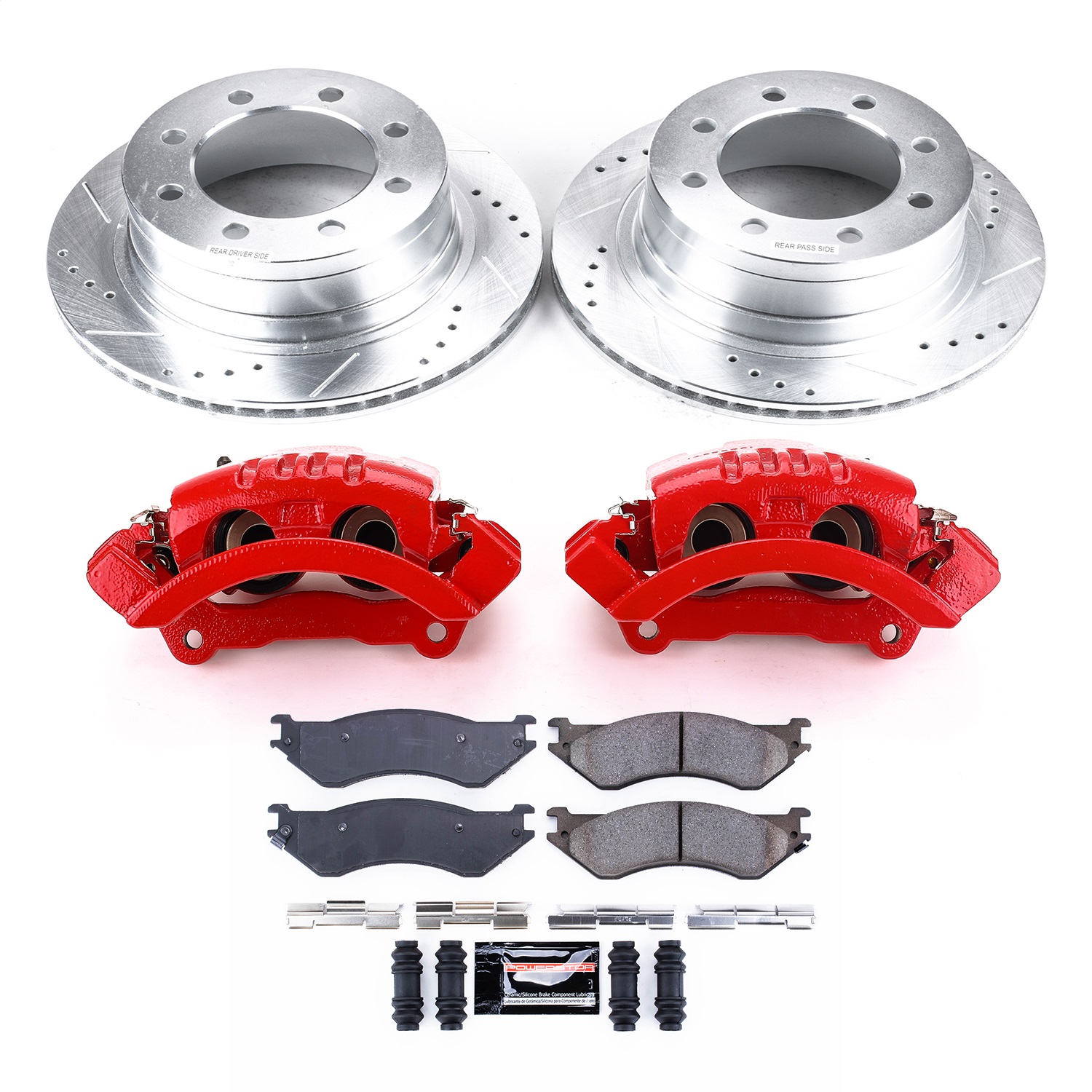 Power Stop - KC5490 - Rear - Disc Brake Pad/Caliper and Rotor Kit