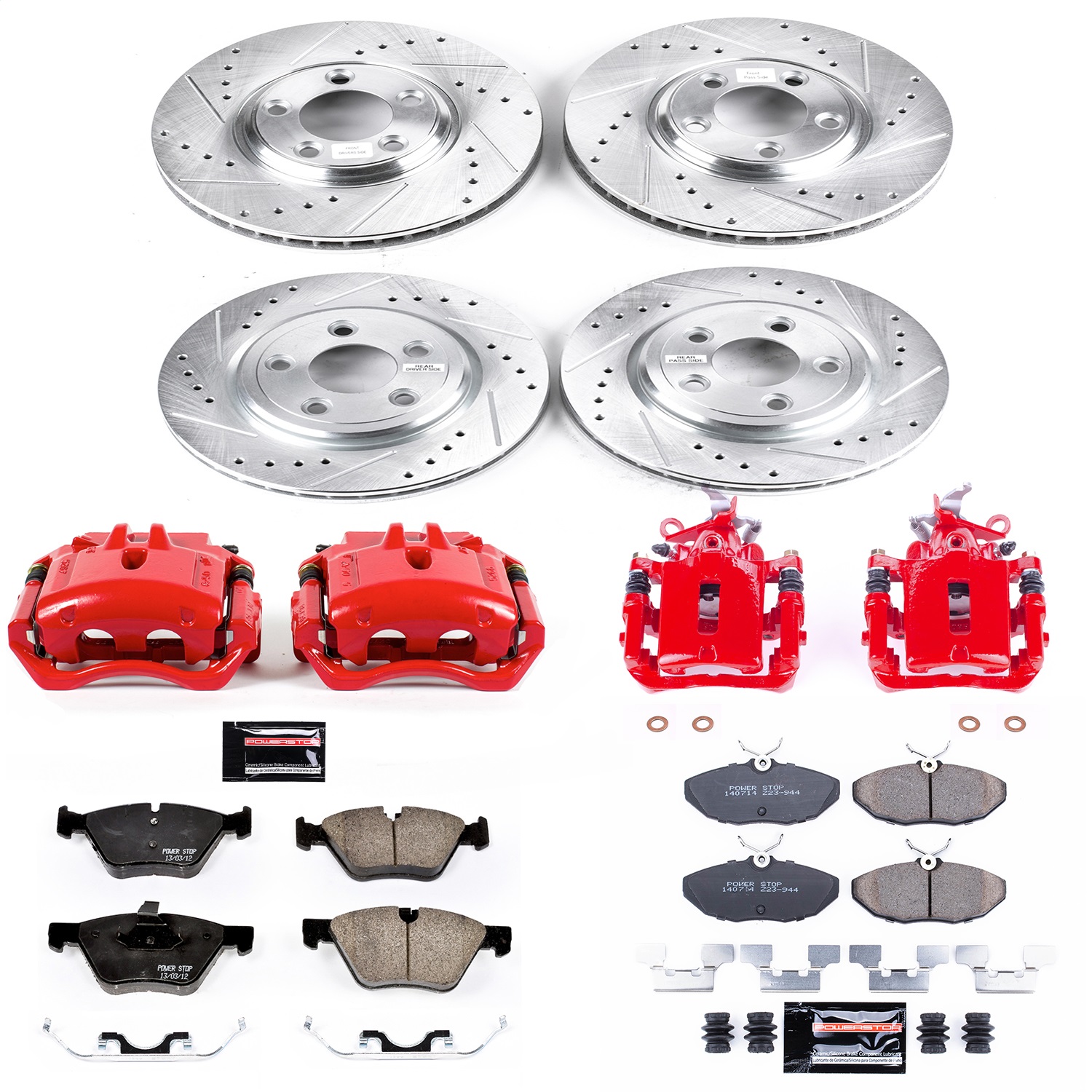 Power Stop - KC5506 - Front and Rear - Disc Brake Pad/Caliper and Rotor Kit