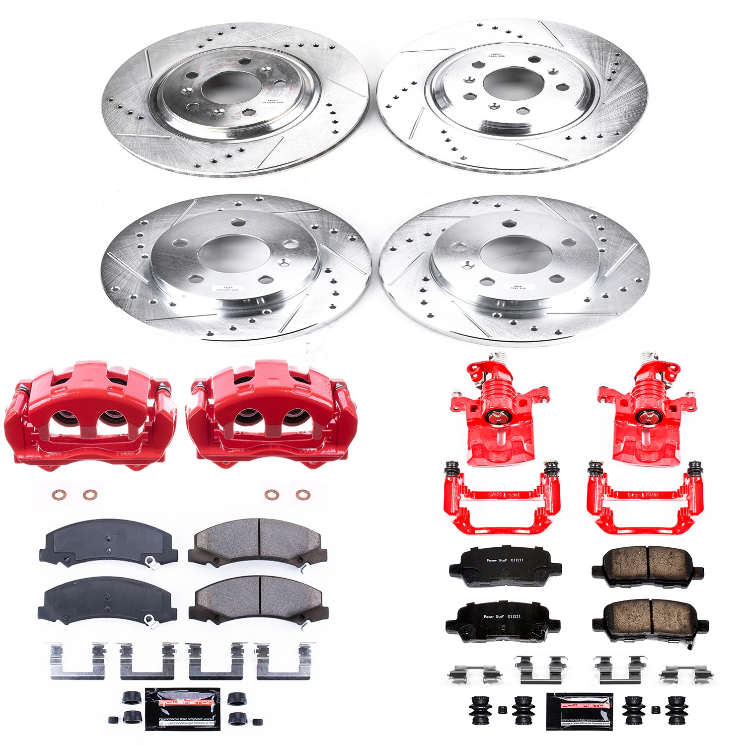 Power Stop - KC5514 - Front and Rear - Disc Brake Pad/Caliper and Rotor Kit