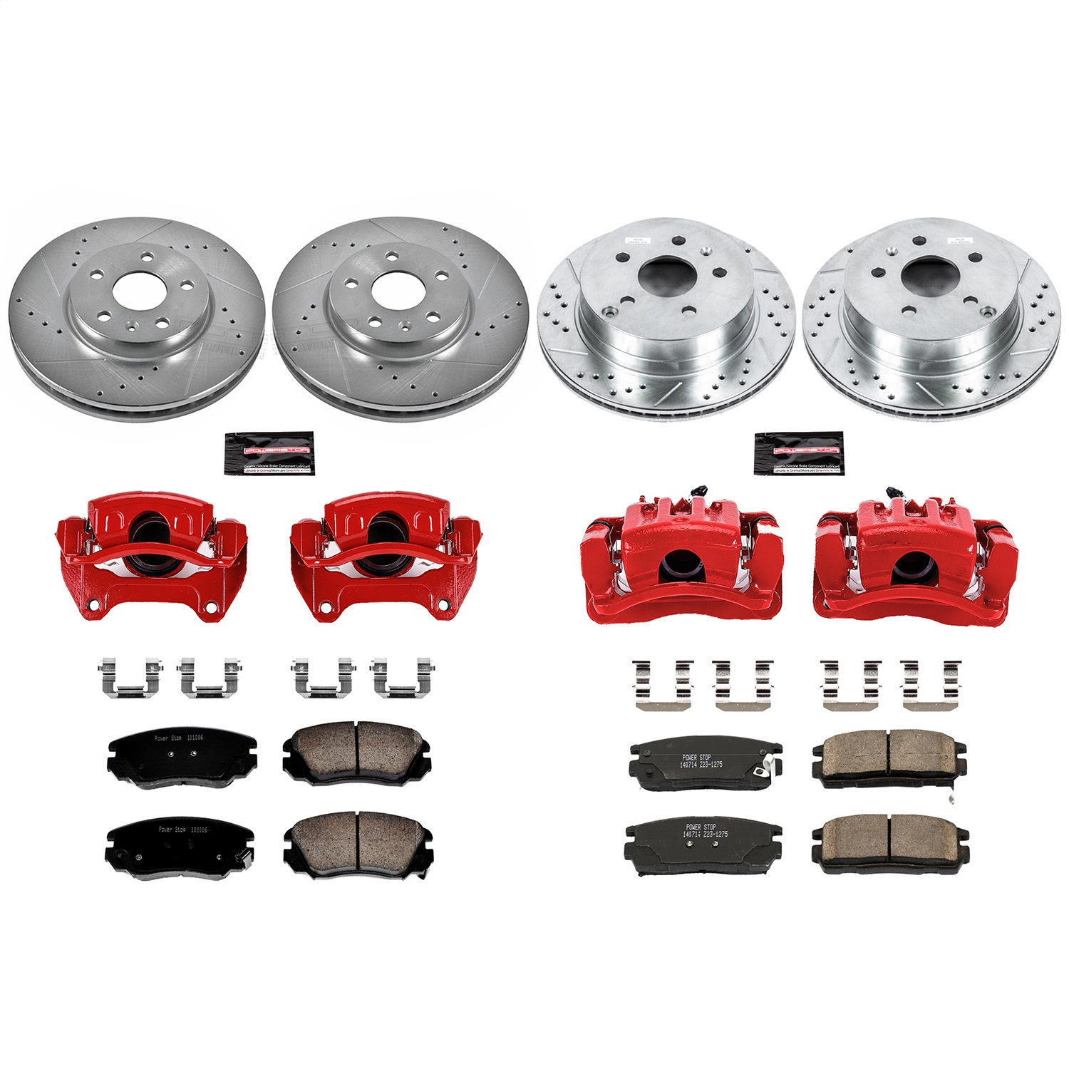 Power Stop - KC5516 - Front and Rear - Disc Brake Pad/Caliper and Rotor Kit