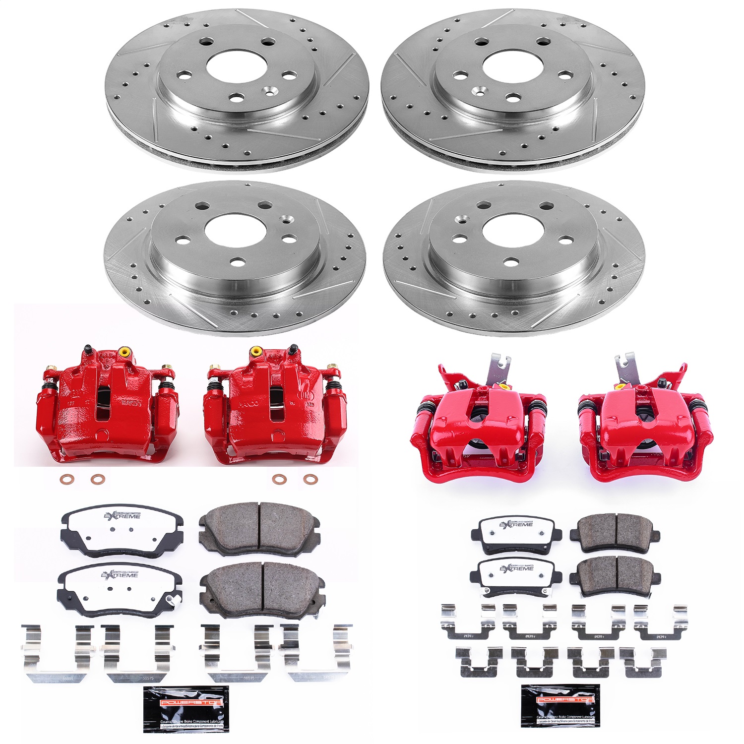 Power Stop - KC5523A-26 - Front and Rear - Disc Brake Pad/Caliper and Rotor Kit