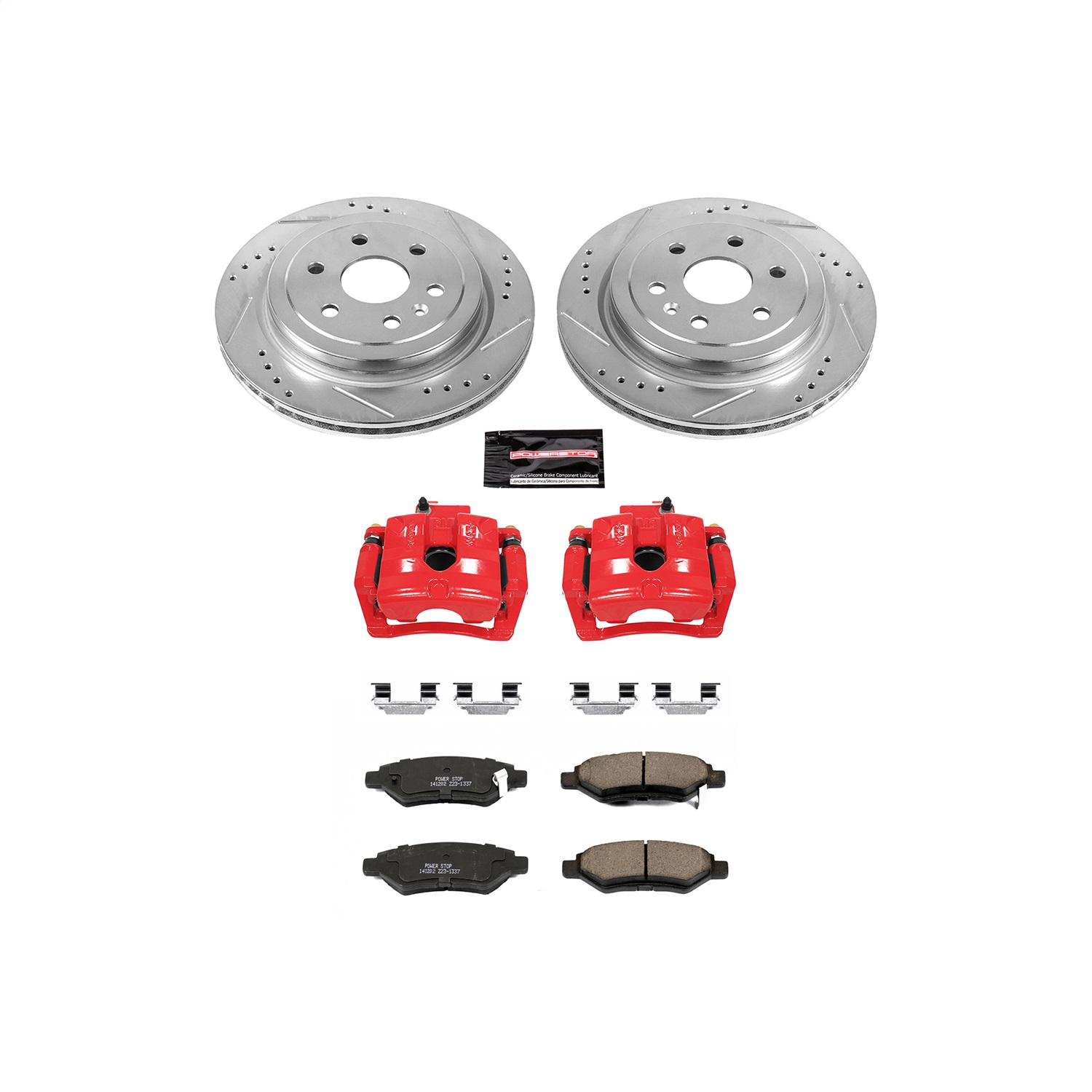 Power Stop - KC5543 - Rear - Disc Brake Pad/Caliper and Rotor Kit