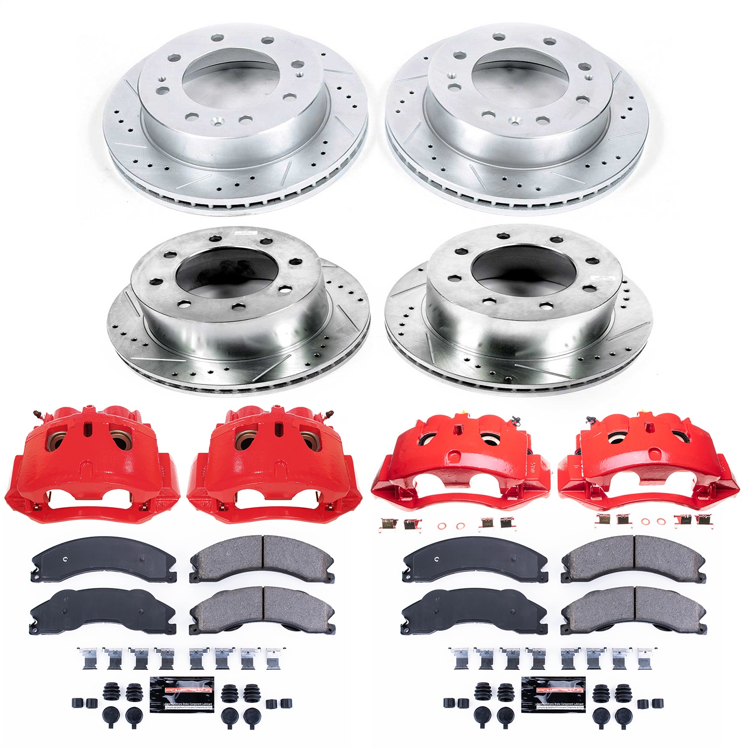 Power Stop - KC5560 - Front and Rear - Disc Brake Pad/Caliper and Rotor Kit