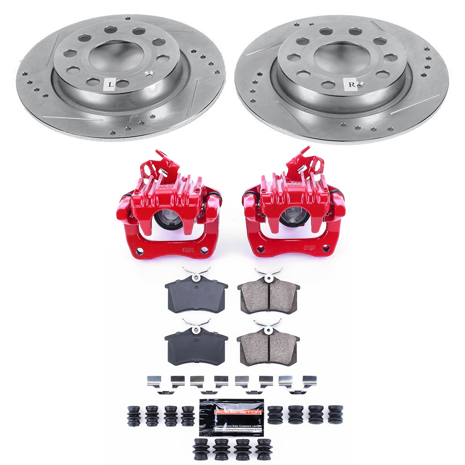 Power Stop - KC5671 - Rear - Disc Brake Pad/Caliper and Rotor Kit