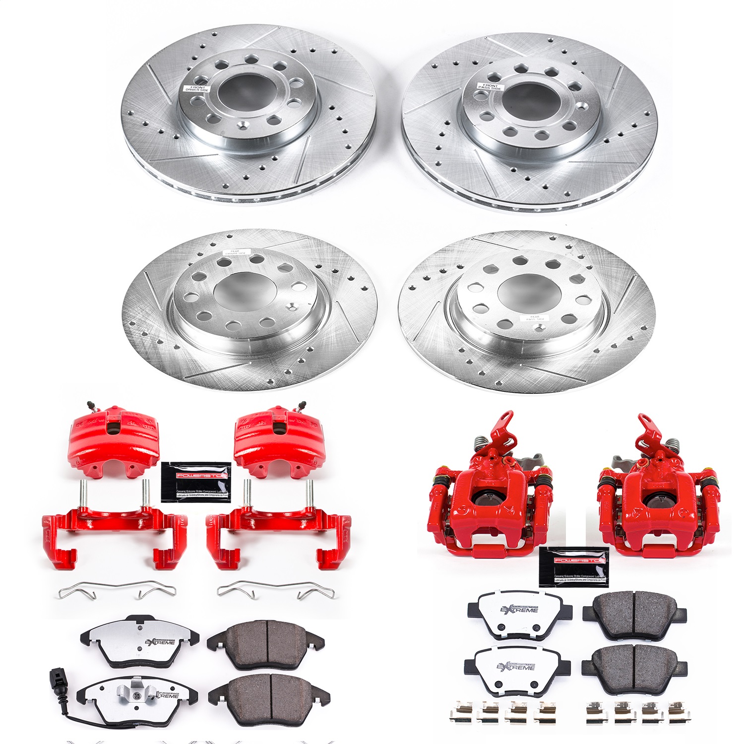 Power Stop - KC5747-26 - Front and Rear - Disc Brake Pad/Caliper and Rotor Kit
