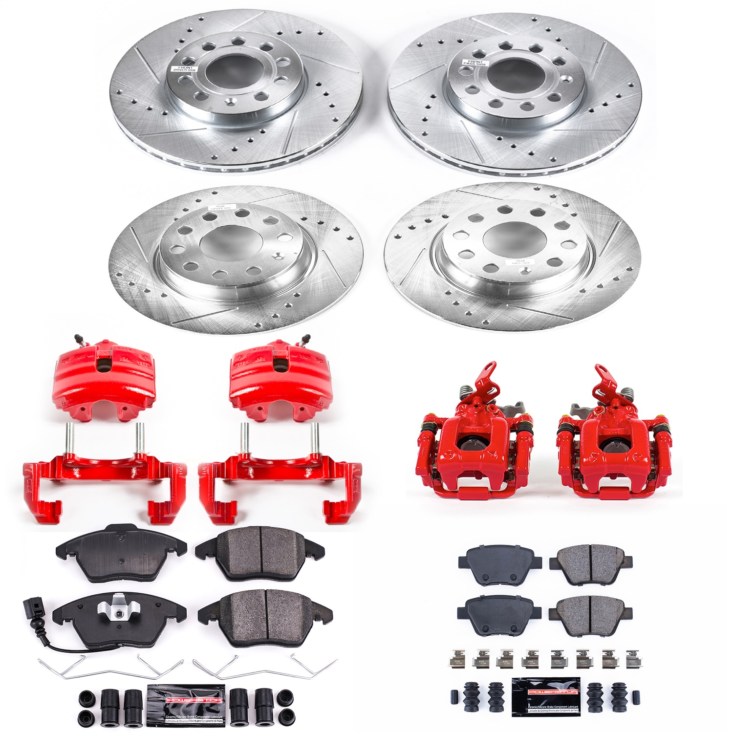 Power Stop - KC5747 - Front and Rear - Disc Brake Pad/Caliper and Rotor Kit