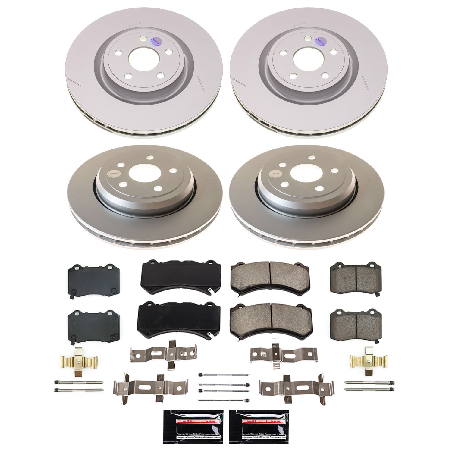 Power Stop - KC5747A - Front and Rear - Disc Brake Pad/Caliper and Rotor Kit