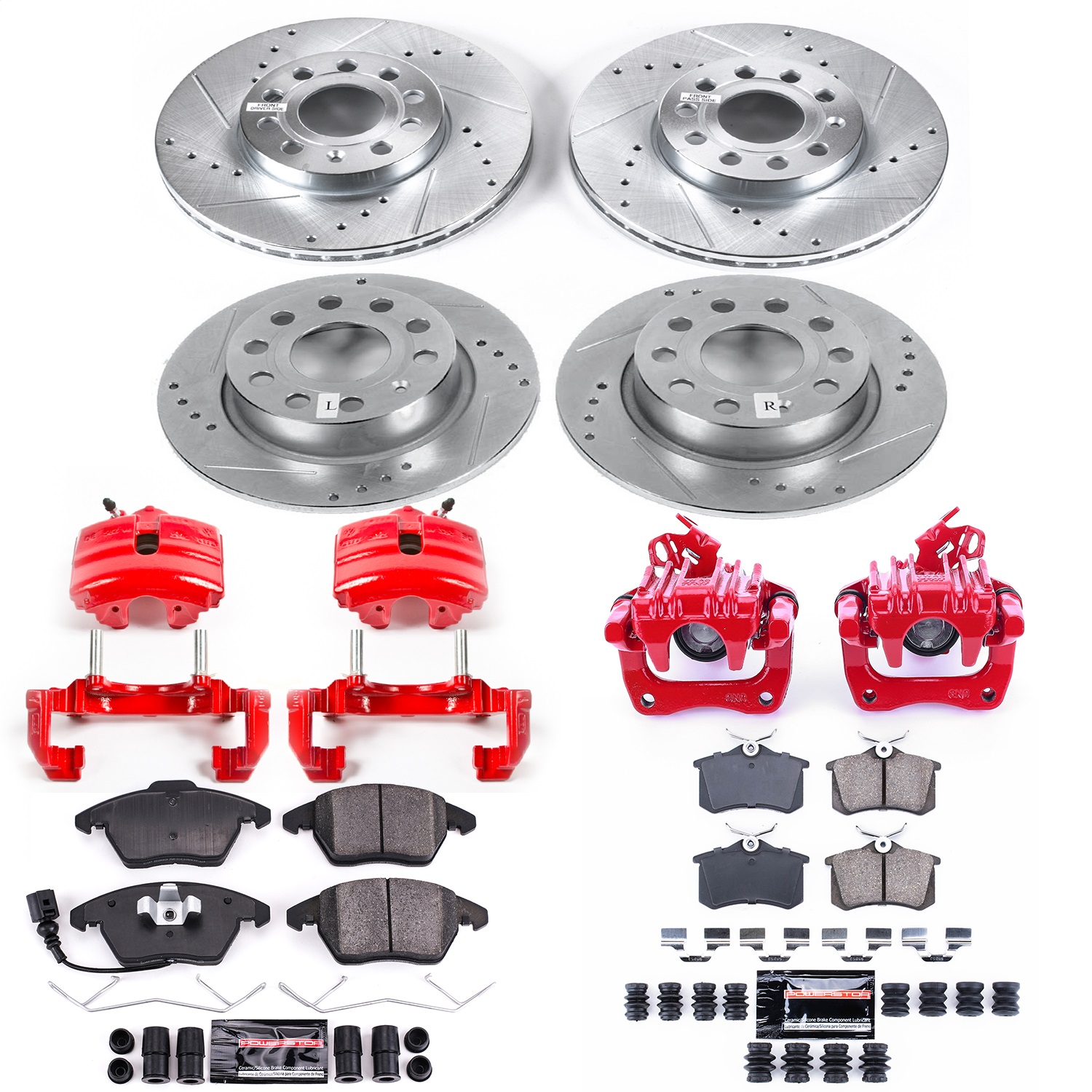 Power Stop - KC5749 - Front and Rear - Disc Brake Pad/Caliper and Rotor Kit