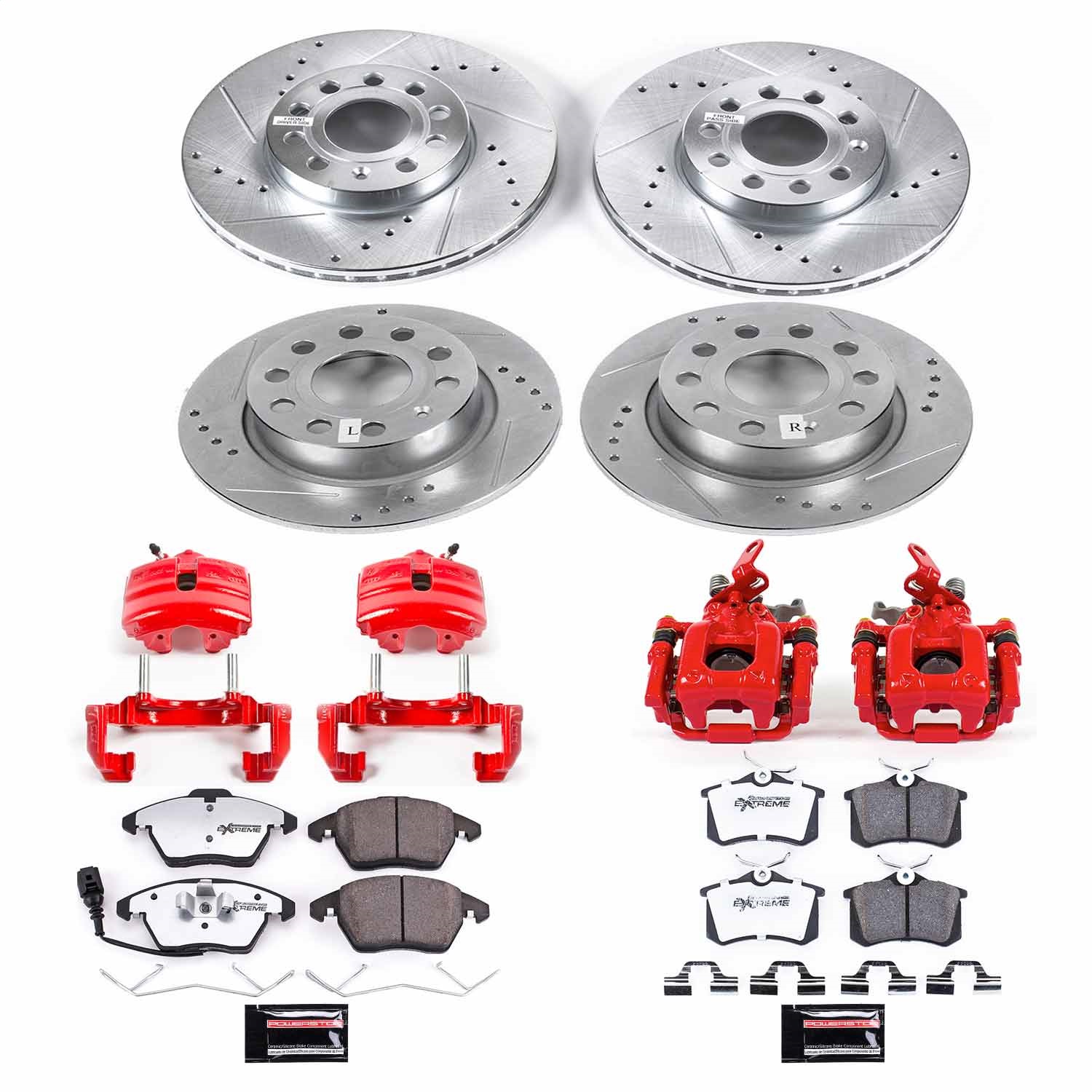 Power Stop - KC5749A-26 - Front and Rear - Disc Brake Pad/Caliper and Rotor Kit