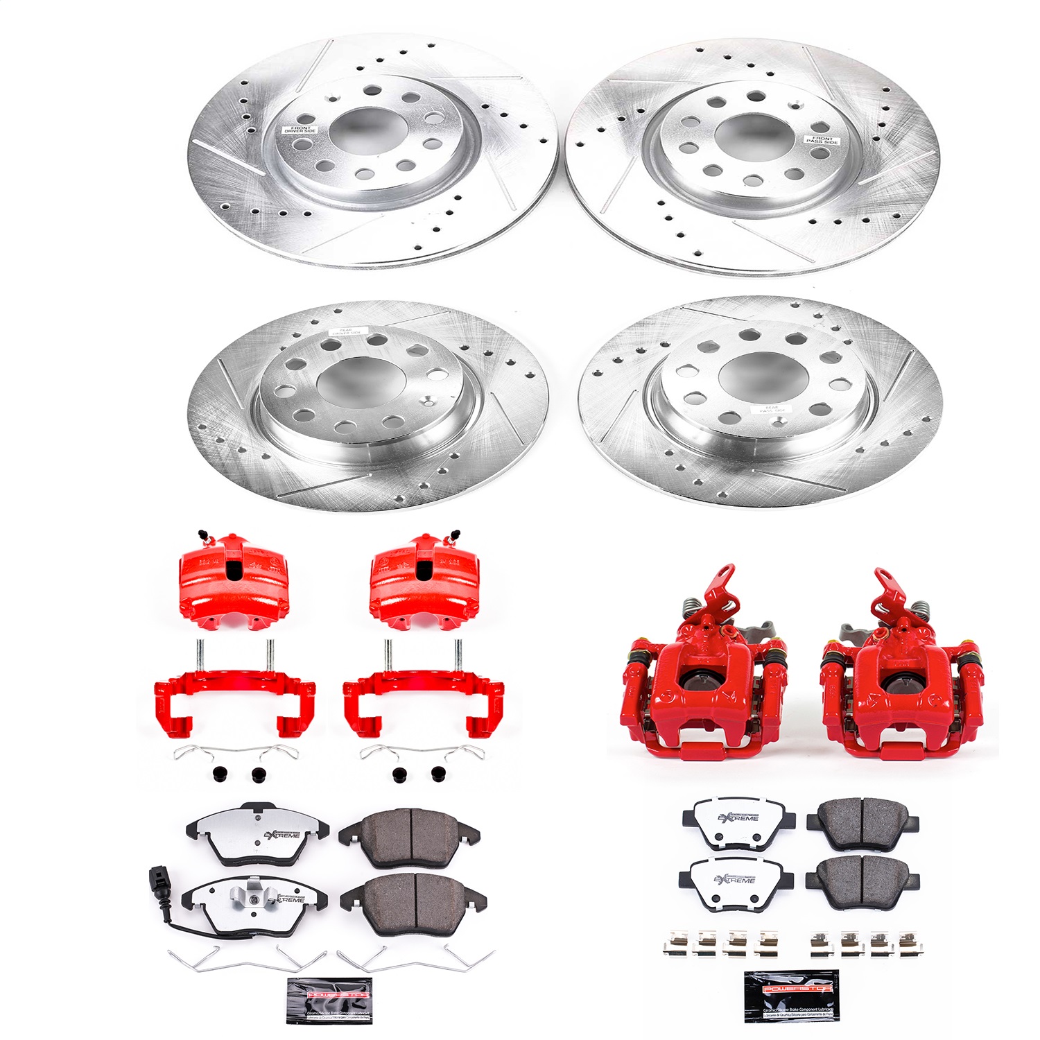 Power Stop - KC5801-26 - Front and Rear - Disc Brake Pad/Caliper and Rotor Kit