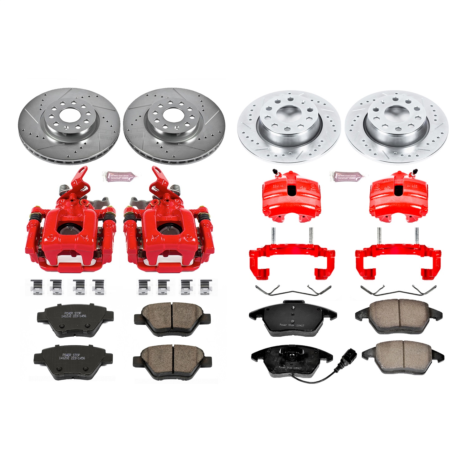 Power Stop - KC5801 - Front and Rear - Disc Brake Pad/Caliper and Rotor Kit