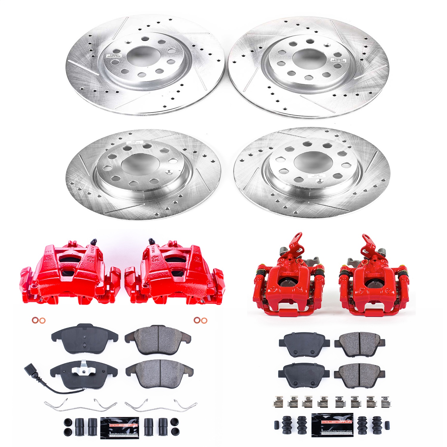 Power Stop - KC5803 - Front and Rear - Disc Brake Pad/Caliper and Rotor Kit
