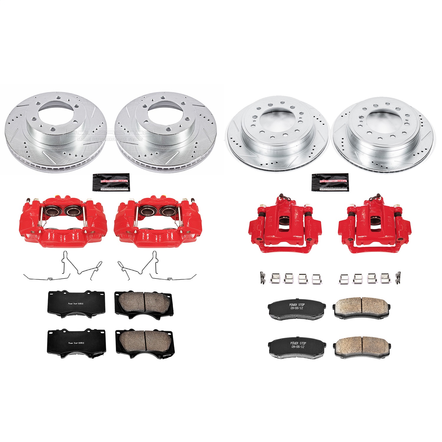 Power Stop - KC5805 - Front and Rear - Disc Brake Pad/Caliper and Rotor Kit