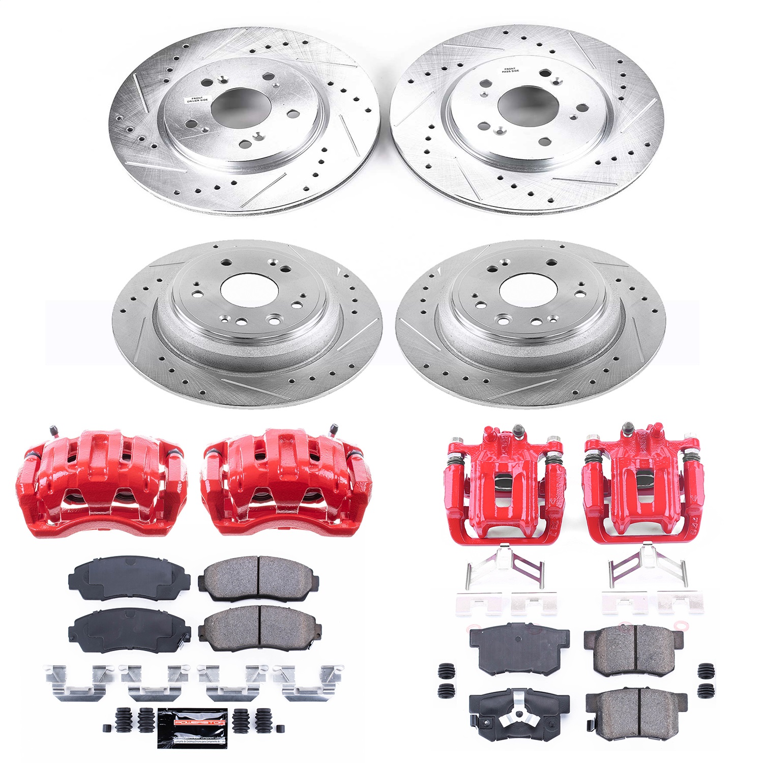Power Stop - KC5815 - Front and Rear - Disc Brake Pad/Caliper and Rotor Kit