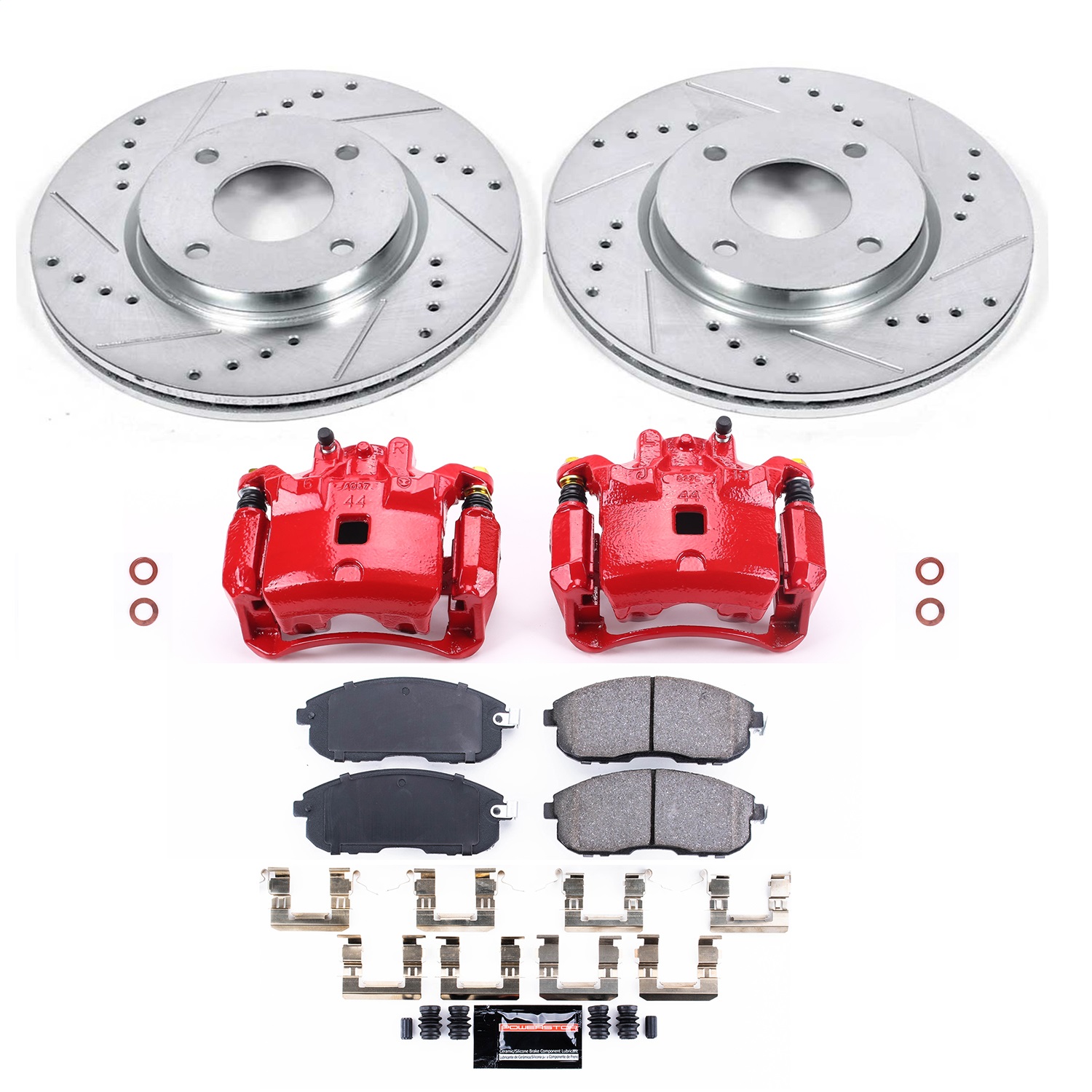 Power Stop - KC5817B - Front - Disc Brake Pad/Caliper and Rotor Kit