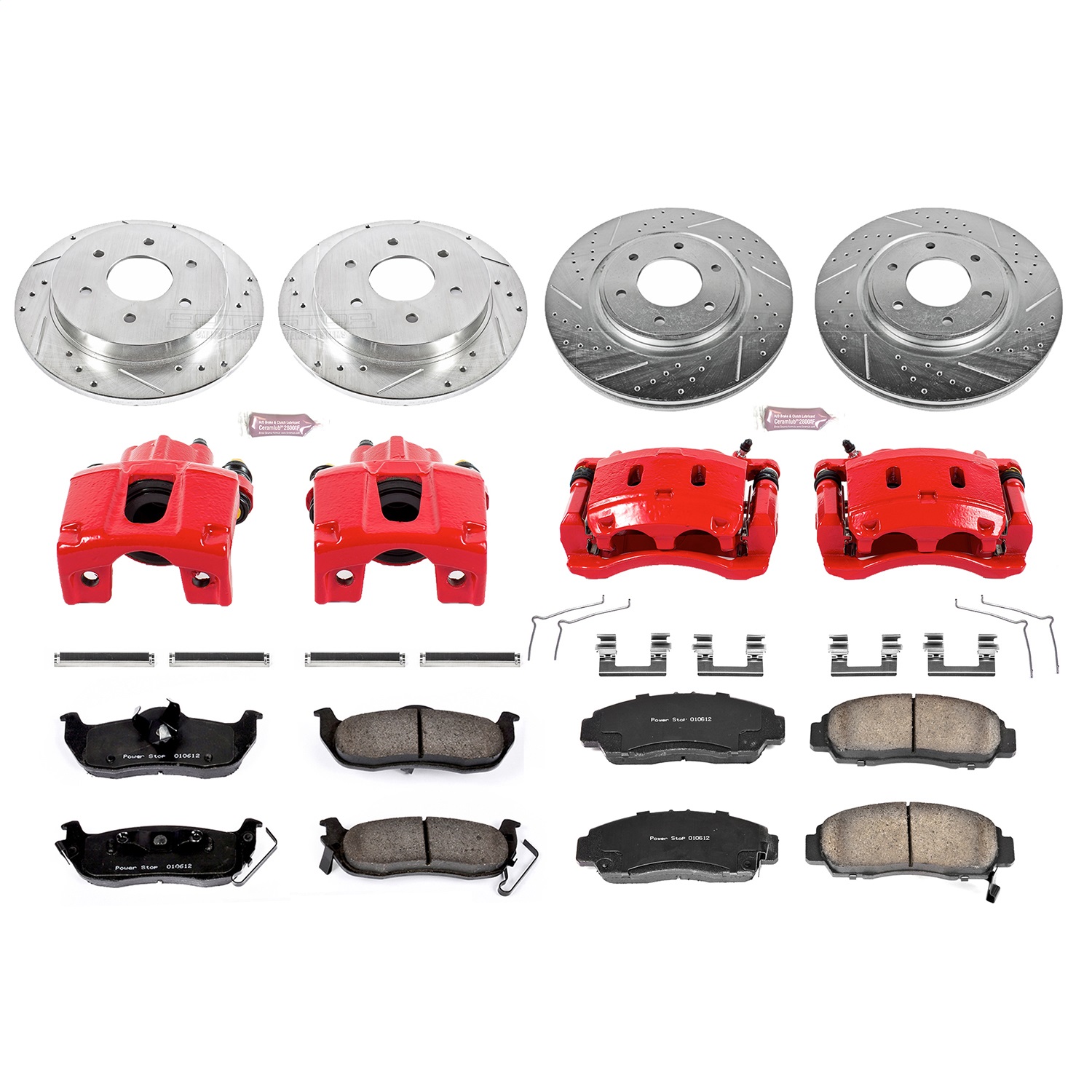 Power Stop - KC5822 - Front and Rear - Disc Brake Pad/Caliper and Rotor Kit