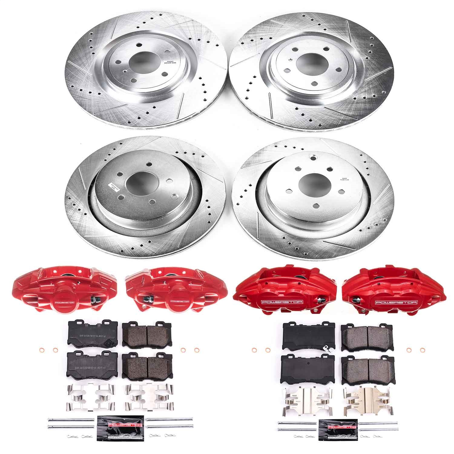 Power Stop - KC5823 - Front and Rear - Disc Brake Pad/Caliper and Rotor Kit