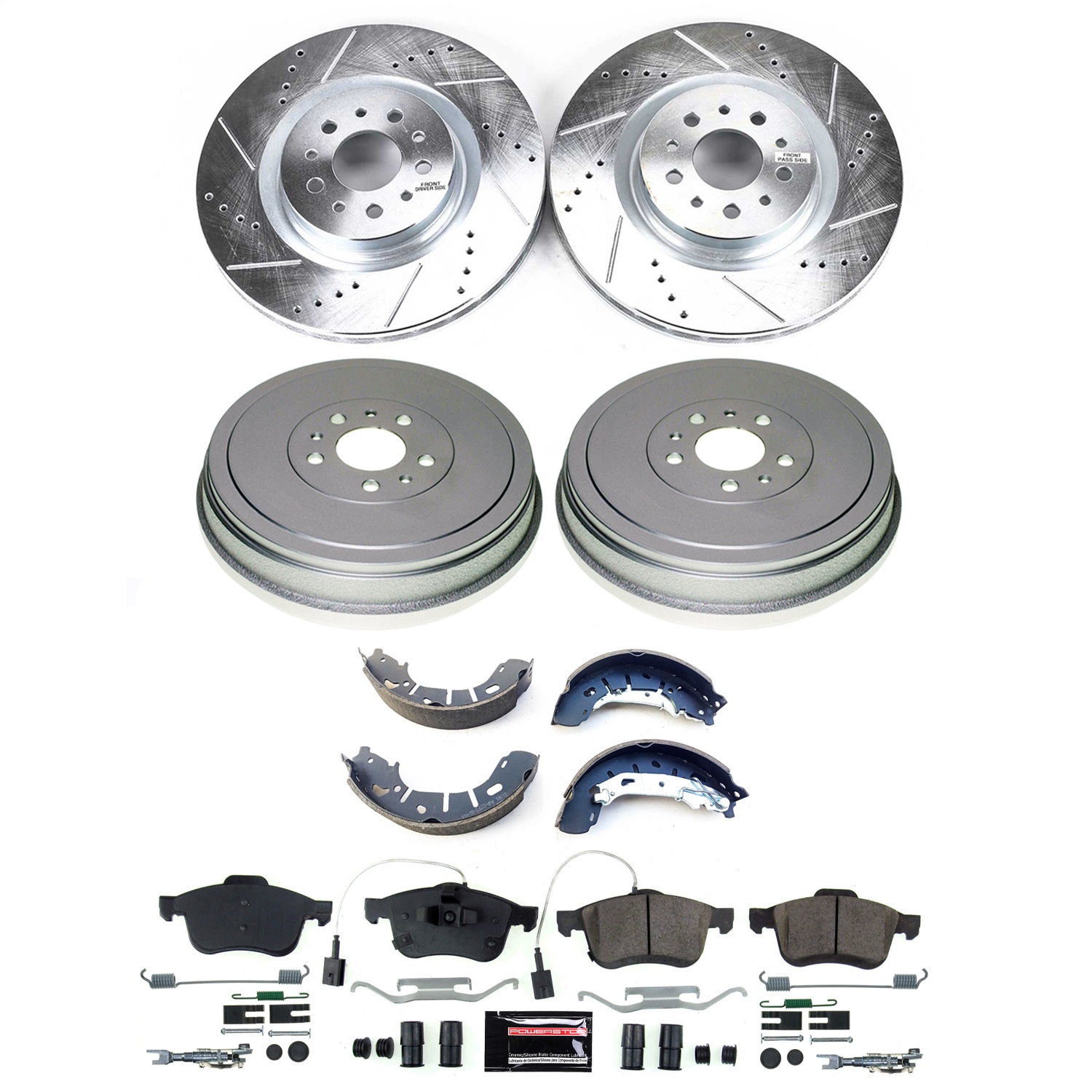 Power Stop - KC5828-36 - Front and Rear - Disc Brake Pad/Caliper and Rotor Kit
