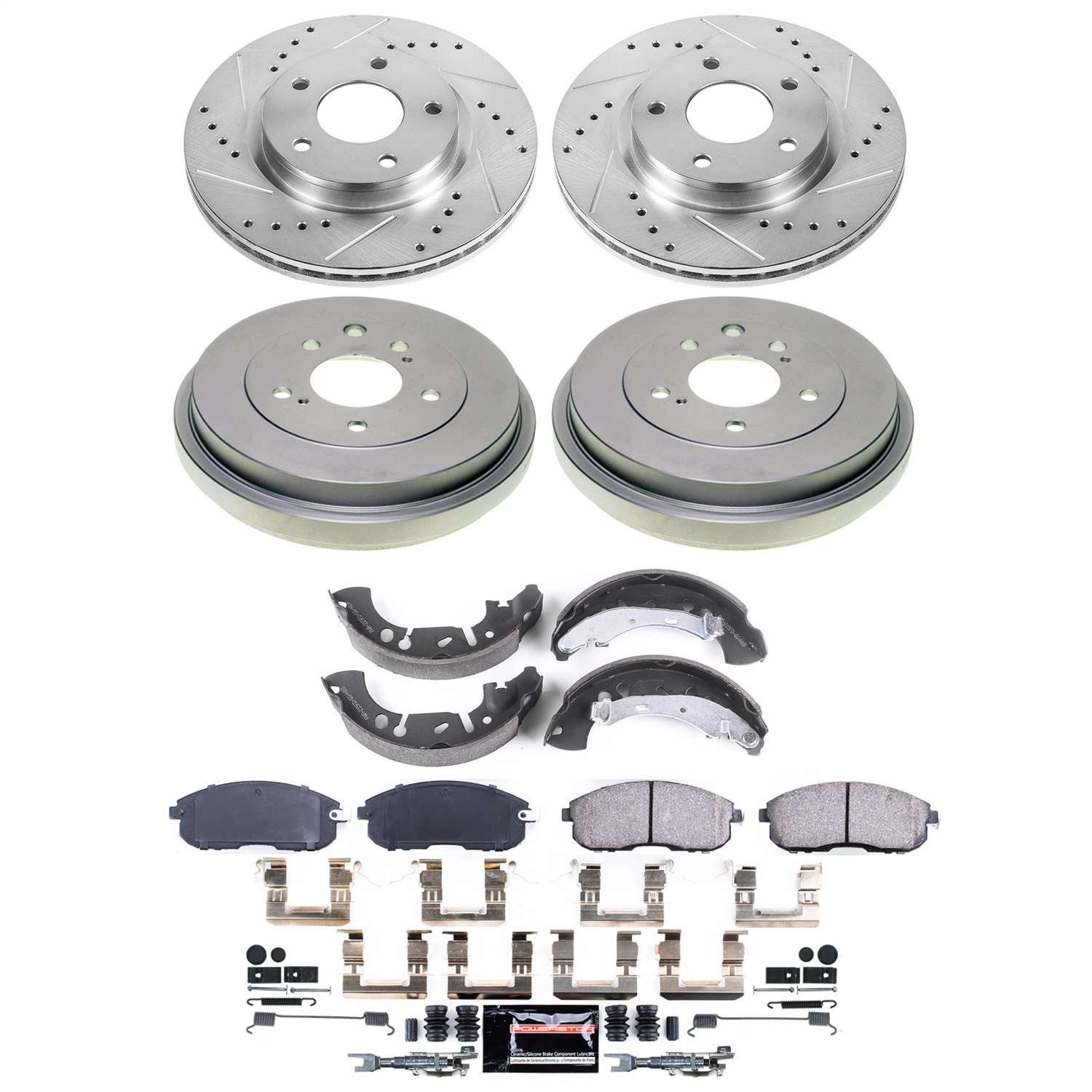 Power Stop - KC5828A-36 - Front and Rear - Disc Brake Pad/Caliper and Rotor Kit