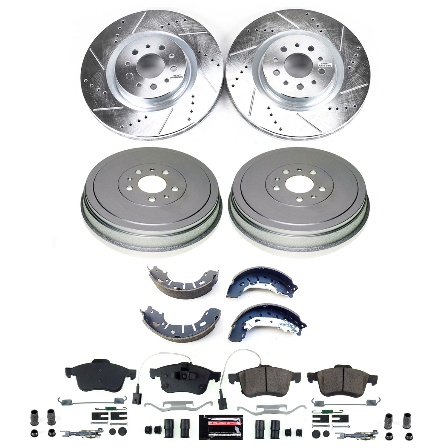Power Stop - KC5828A - Front and Rear - Disc Brake Pad/Caliper and Rotor Kit