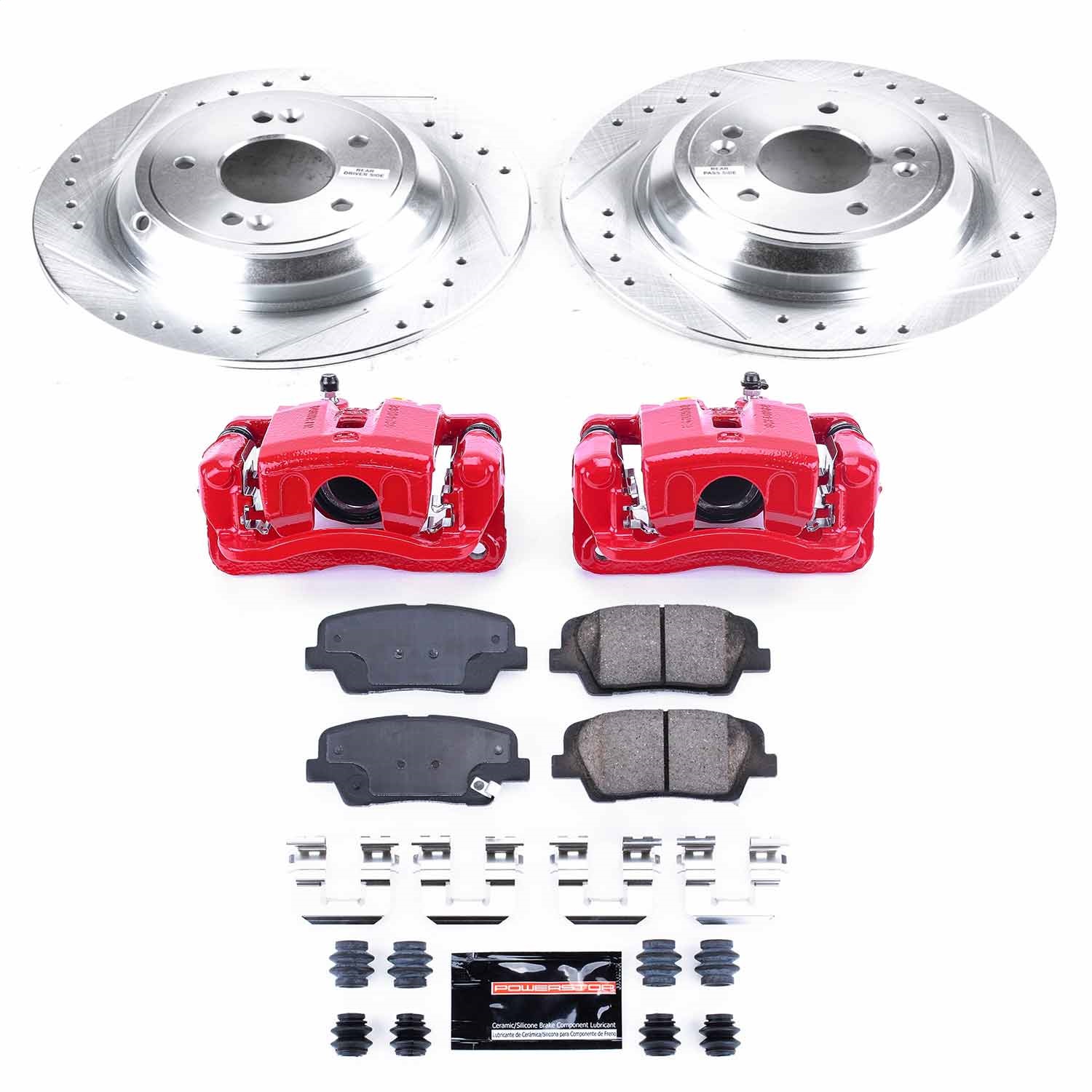 Power Stop - KC5847 - Rear - Disc Brake Pad/Caliper and Rotor Kit