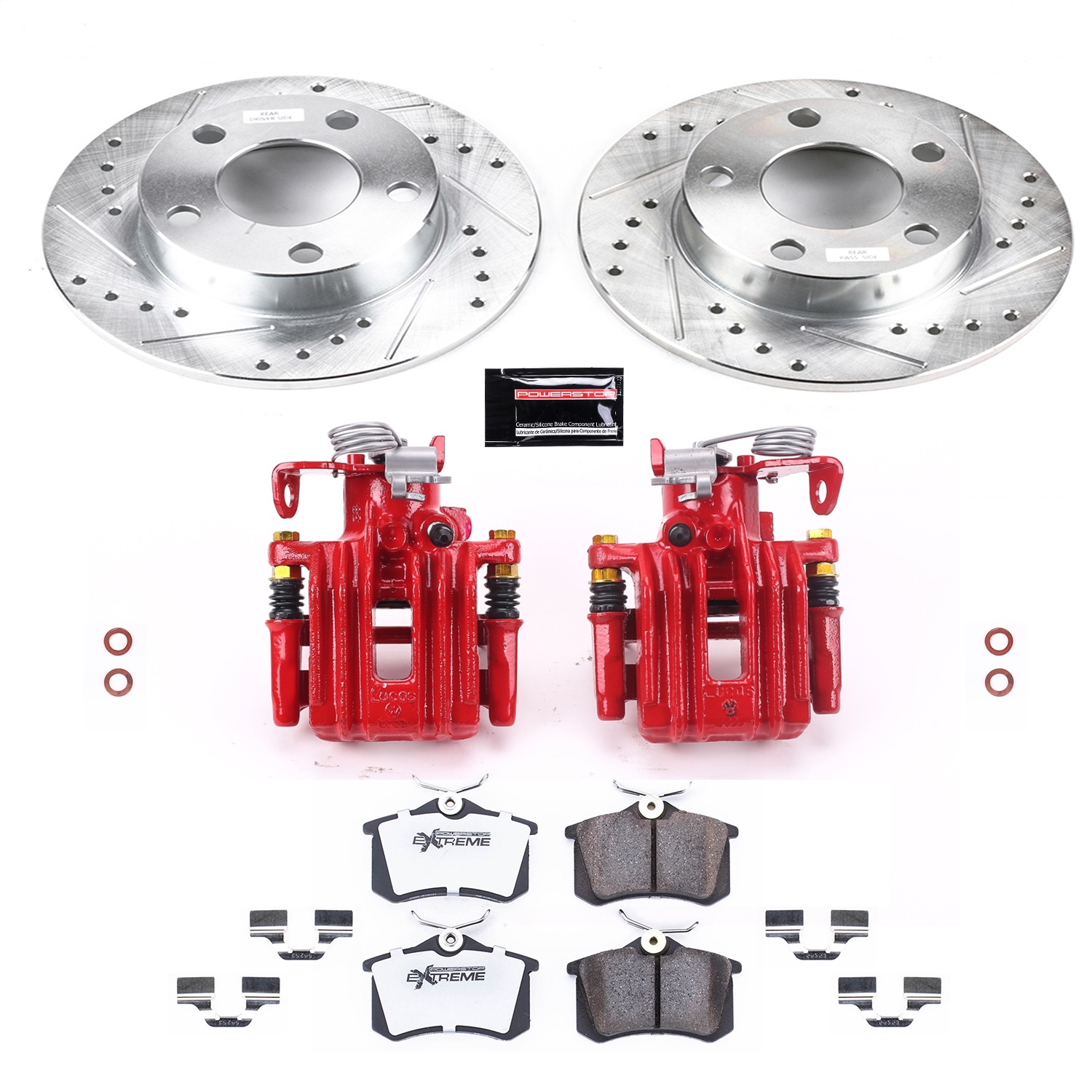 Power Stop - KC585-26 - Rear - Disc Brake Pad/Caliper and Rotor Kit